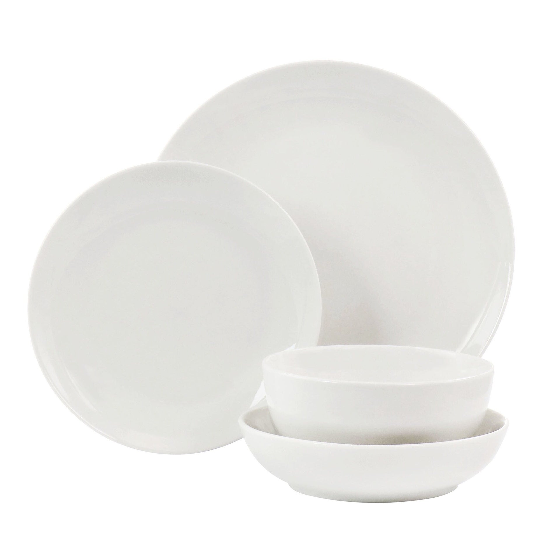 16 Piece Double Bowl Dinnerware Set in Porcelain