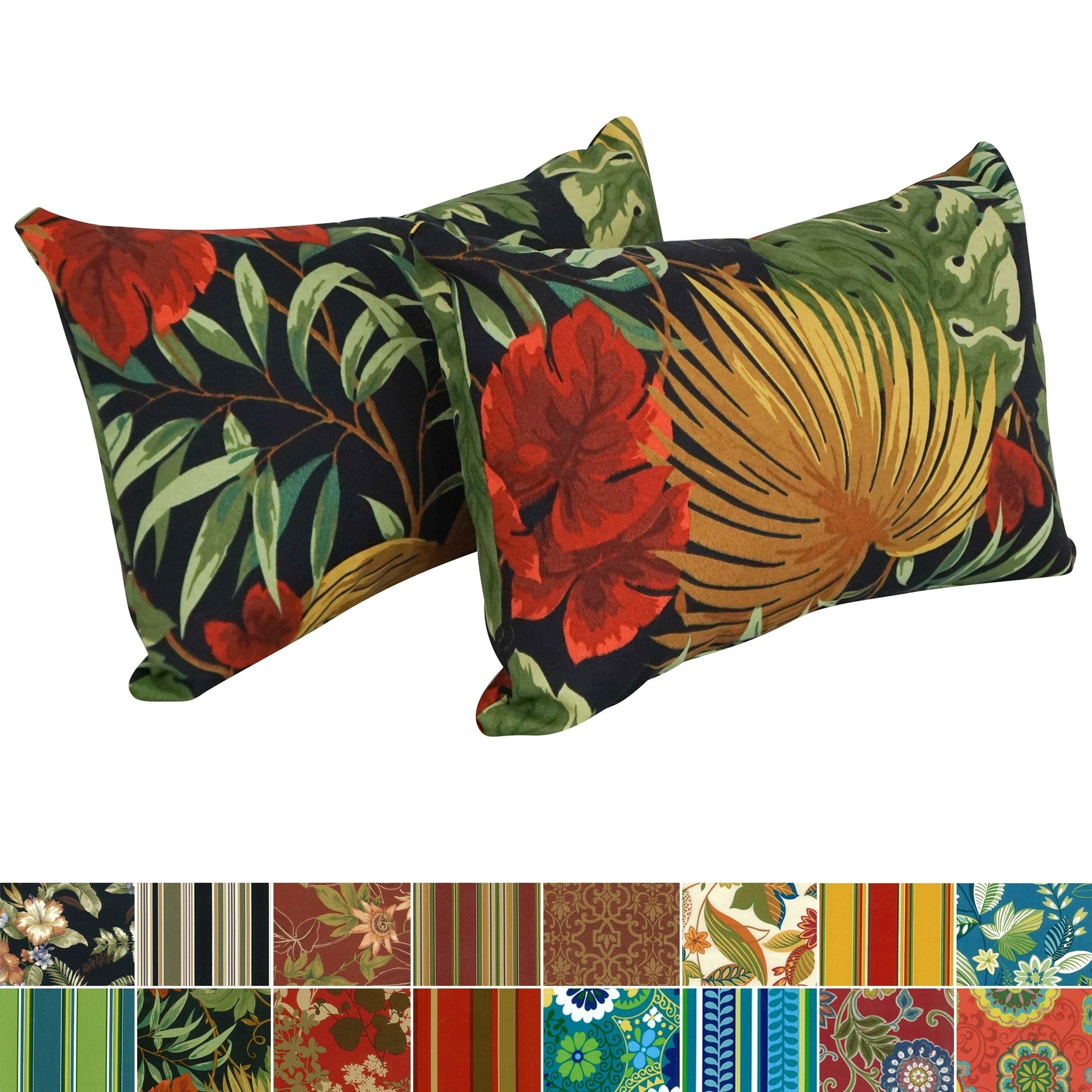 19-inch by 11-inch Outdoor Throw Pillows (Set of 2, Multiple Patterns) - 19 x 11