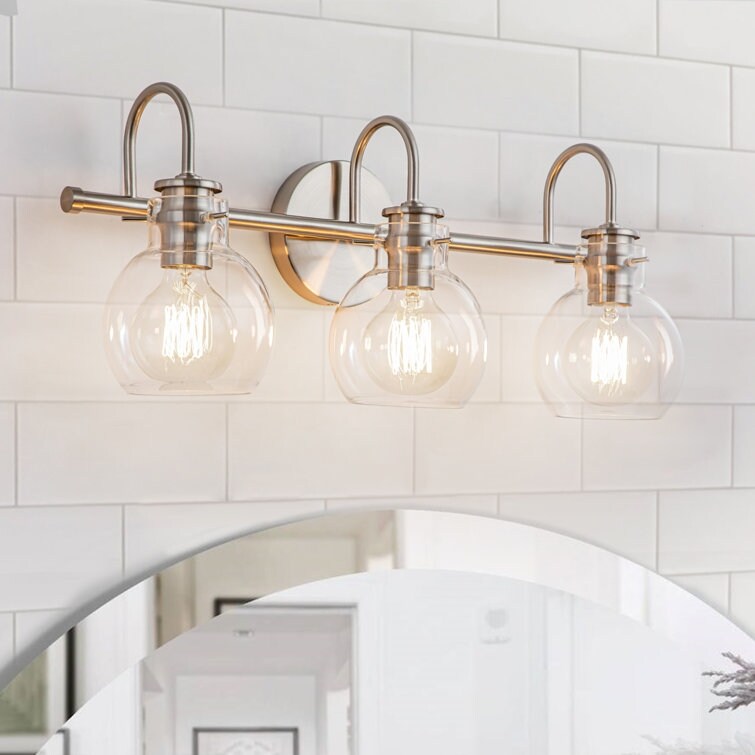 2/3 Light Bathroom Vanity Light Wall Sconce with Glass Shade