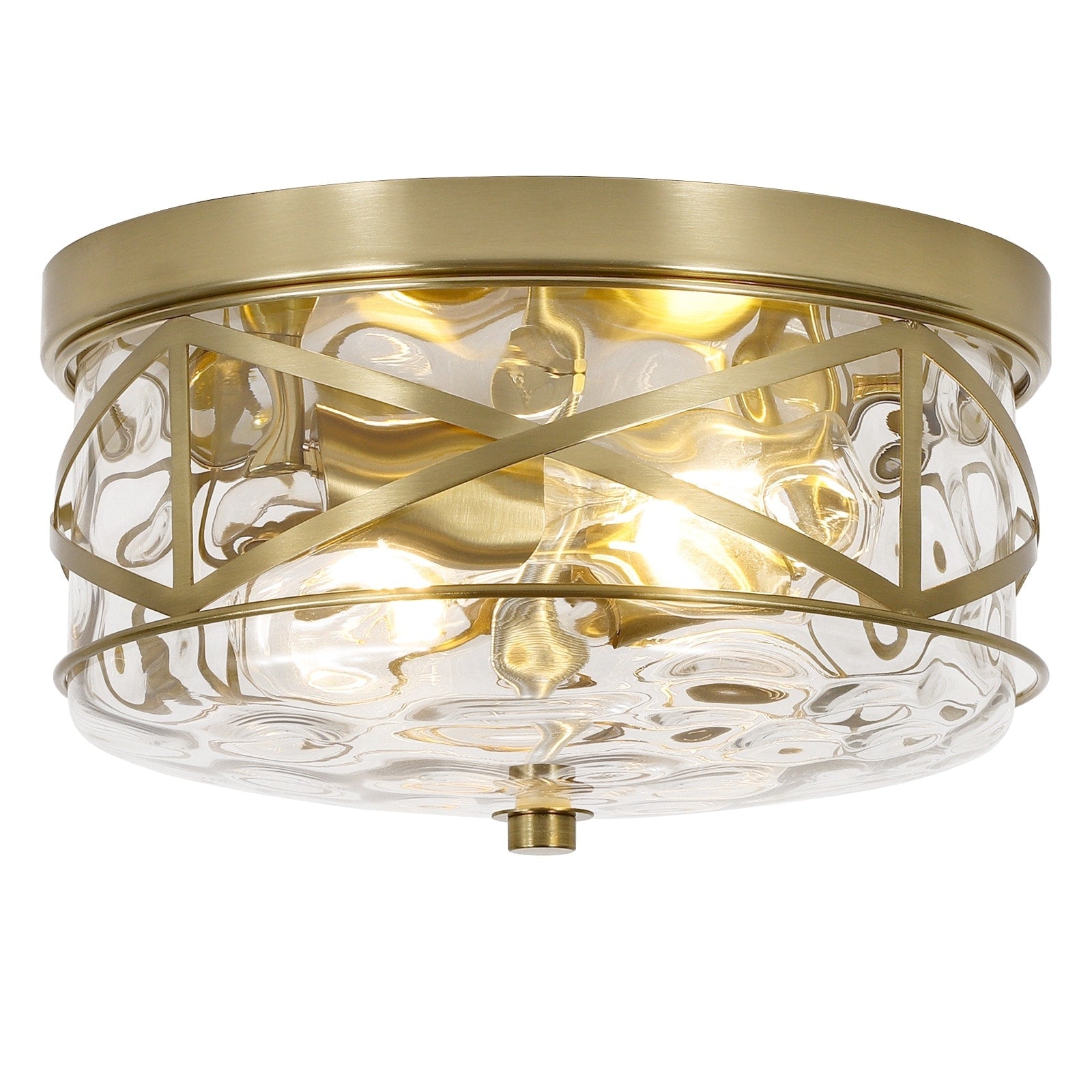 2-Light Flush Mount Glass Ceiling Light with Metal Frame