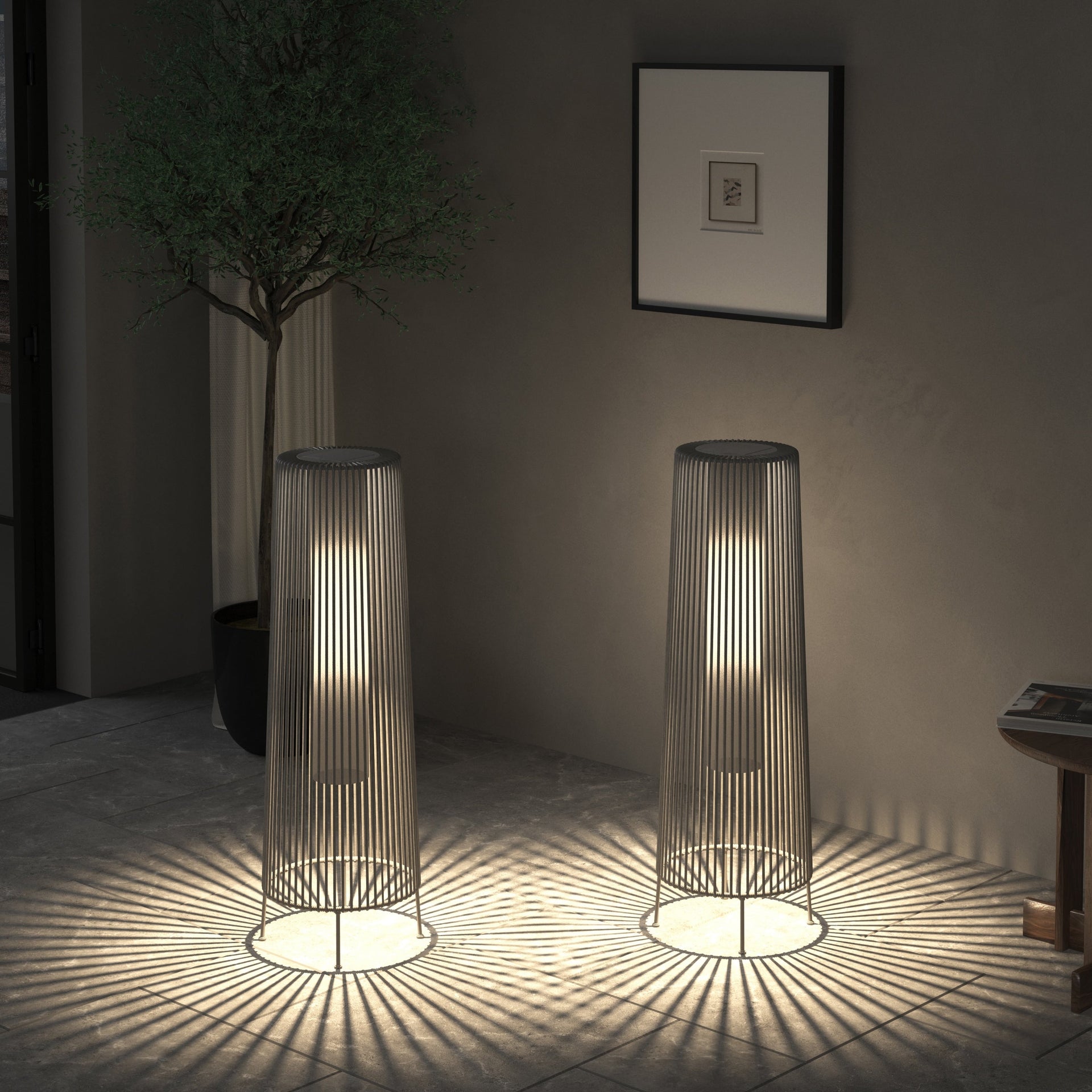 2 Pack Outdoor Solar Light Floor Lamps