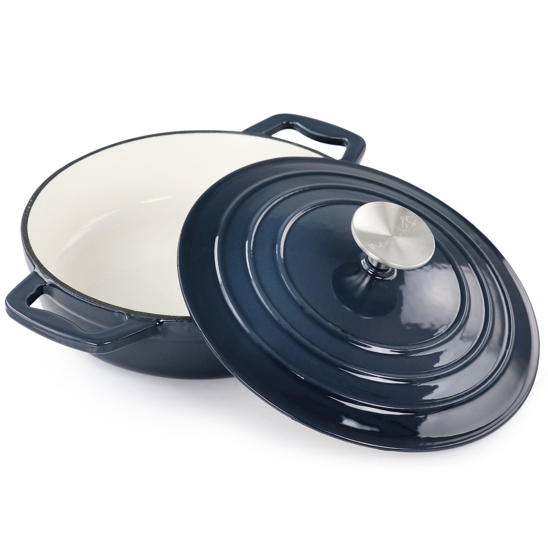 2 Quart Round Enameled Cast Iron Braiser Pan