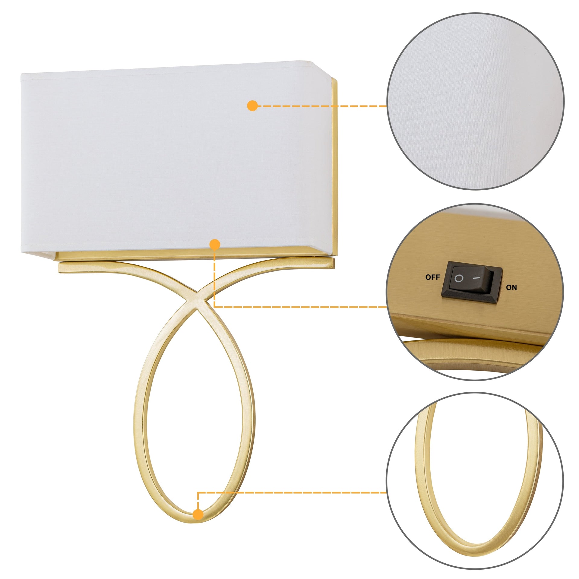C Cattleya 2-light Gold Plug-in/ Hardwired Indoor Wall Sconce with White Linen Shade