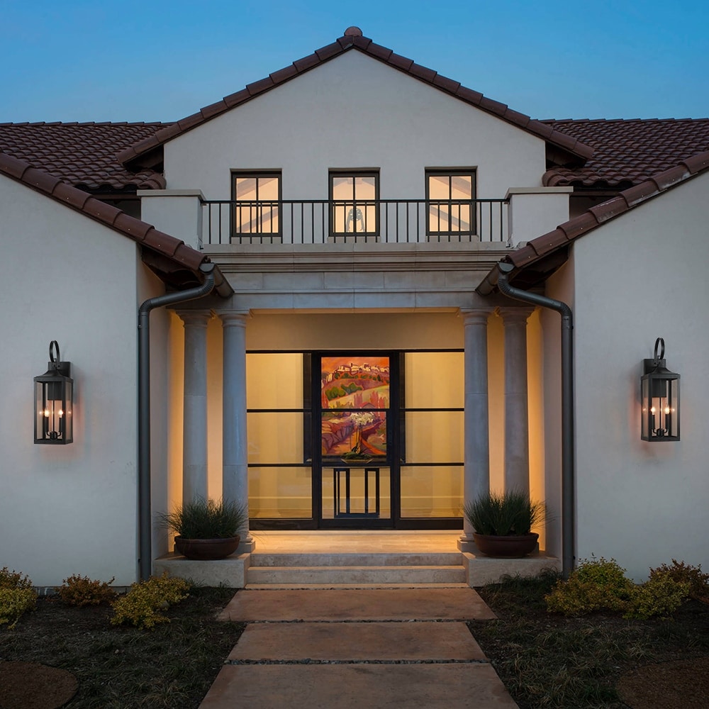 25.7H 2-Light Large Outdoor Black Exterior Wall Lantern Sconce Light