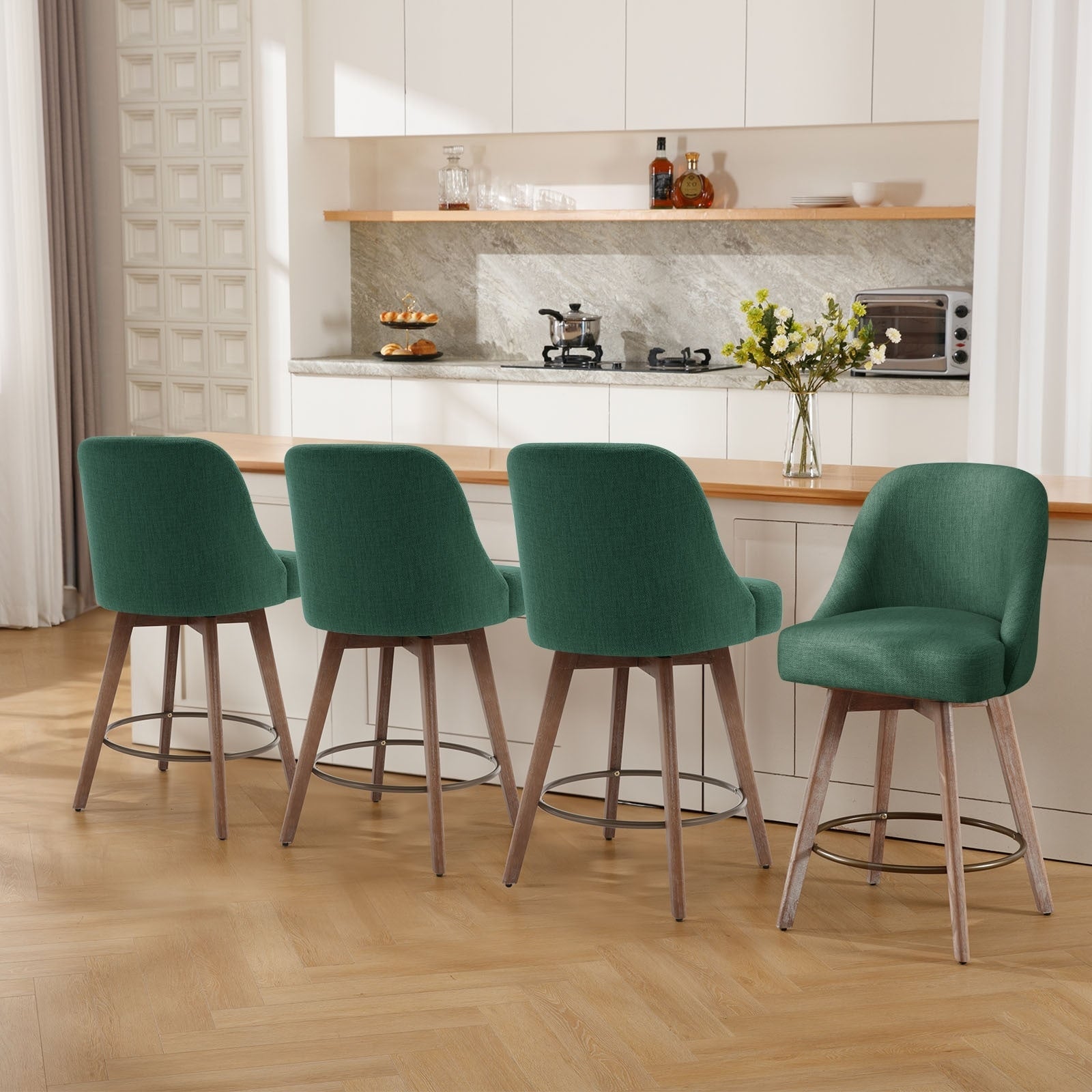 26 Counter Height Swivel Bar Stool, Upholstered Counter Stools - 39.37 (H) x 22.44 (D) x 21.65 (W)
