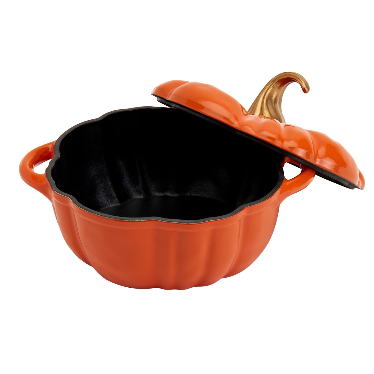 2Qt Enamel Cast Iron Dutch Oven - Orange Pumpkin