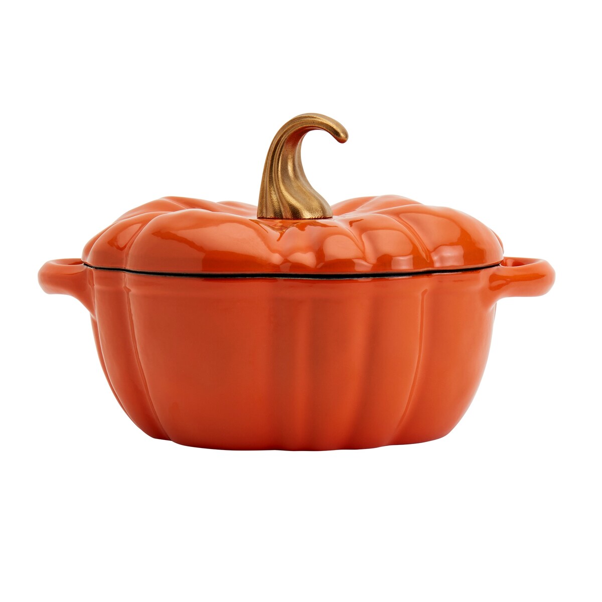 2Qt Enamel Cast Iron Dutch Oven - Orange Pumpkin