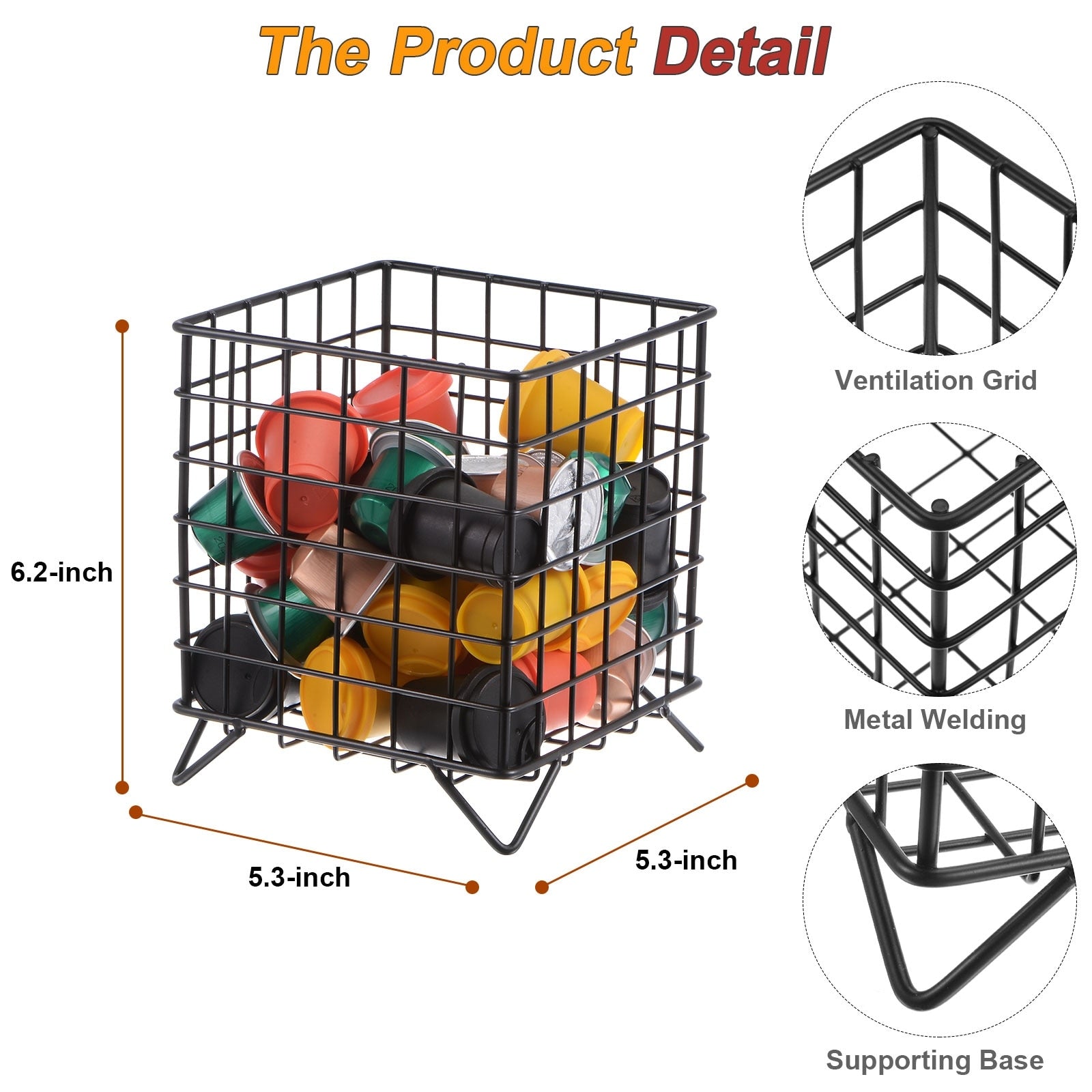 2pcs Coffee Pod Holder, Metal K Cup Holder, Coffee Pod Storage Basket