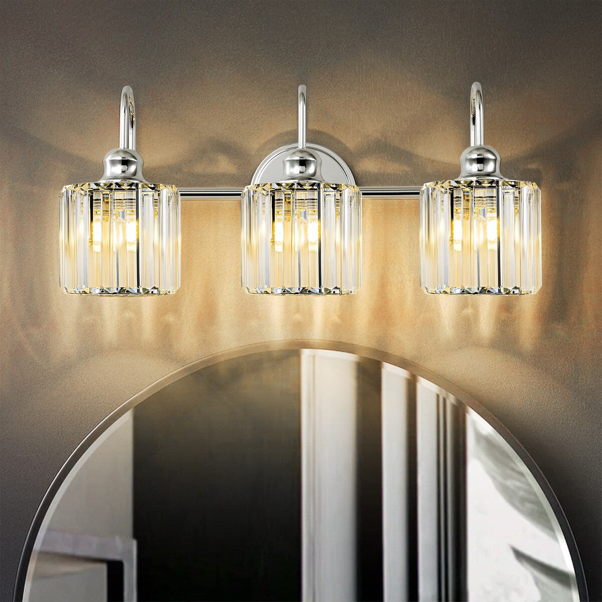 3/ 4-Light Modern Glam Crystal Dimmable Bathroom Vanity Light Linear Wall Light