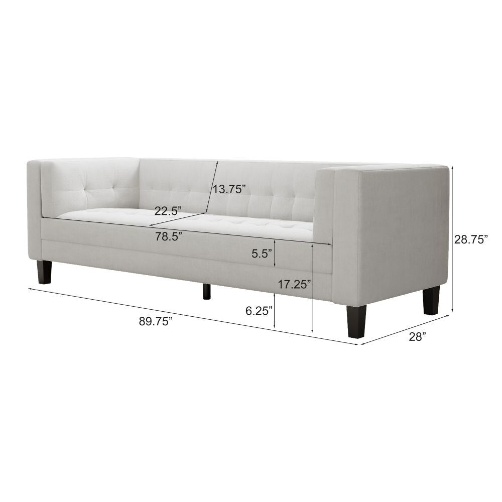 3-Seater Velvet Upholstered Tufted Coach Sofa