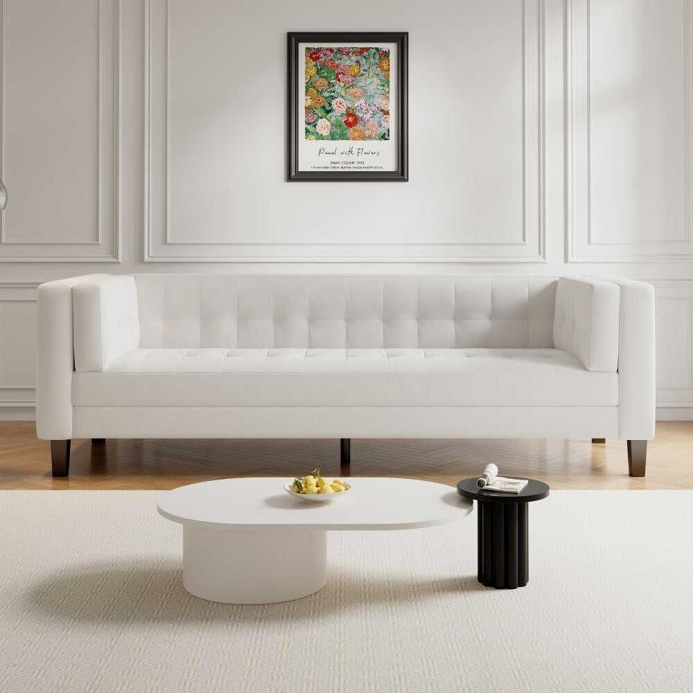 3-Seater Velvet Upholstered Tufted Coach Sofa