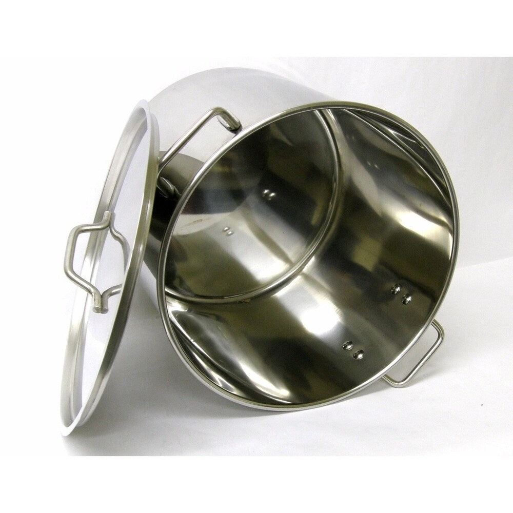 32QT Stainless Steel Stock Pot with Steamer Rack
