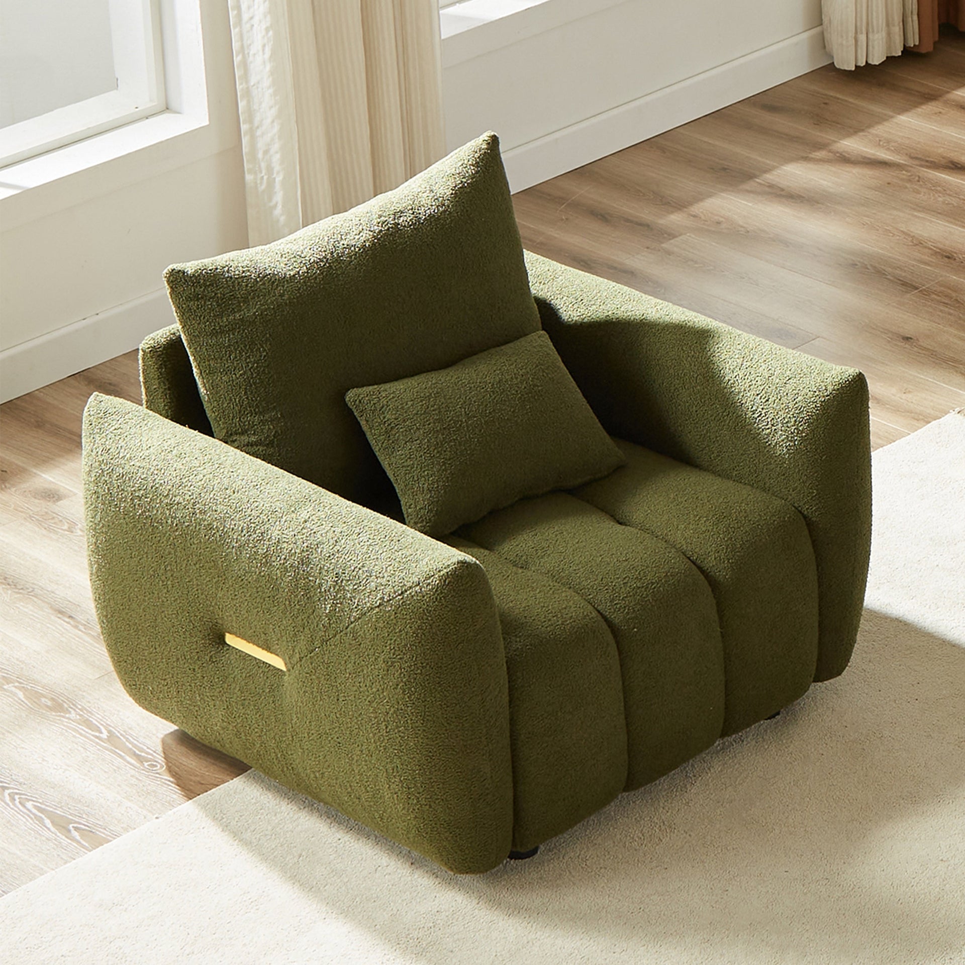 36.8'' Teddy Fabric Sofa, Modern Lounge Chair for Apartment, Office, Living Room and Bedroom green