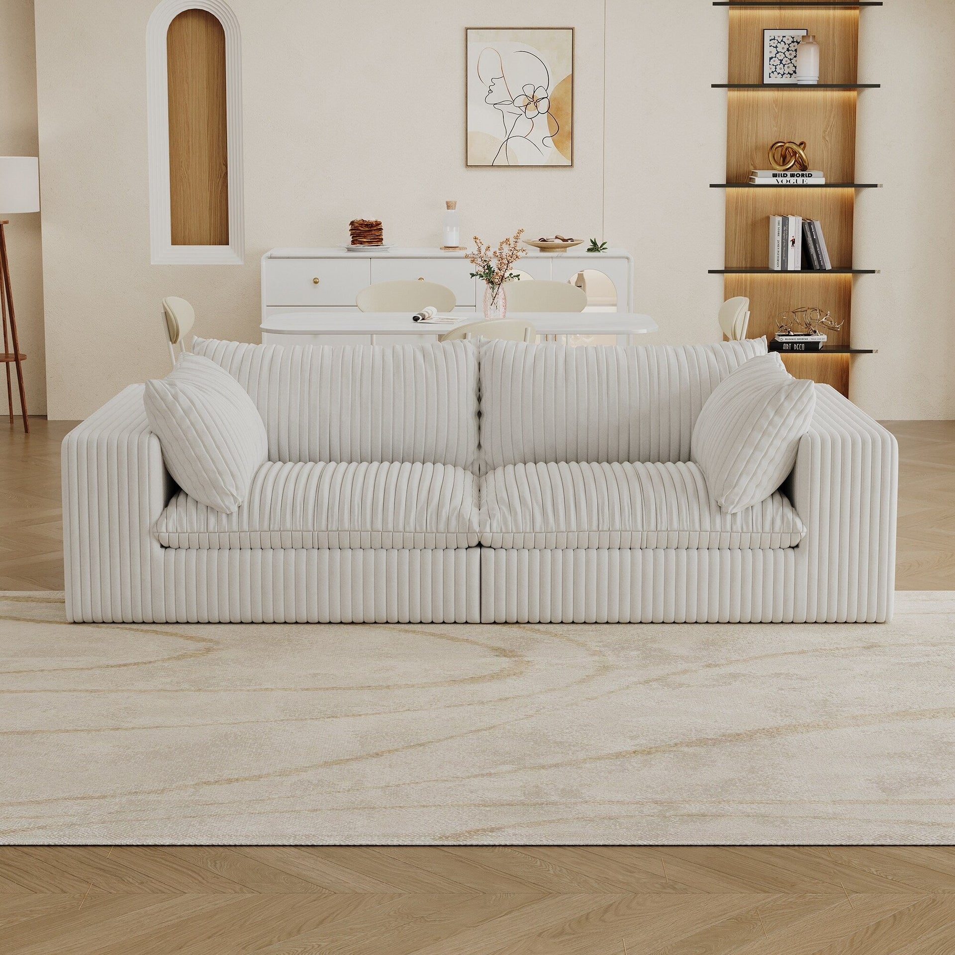 39.8 Cloud Sofa,Corduroy Fabric,Deep Seat Couches,Double-layer design,Removable Cushion,No Assembly, DIY Combination