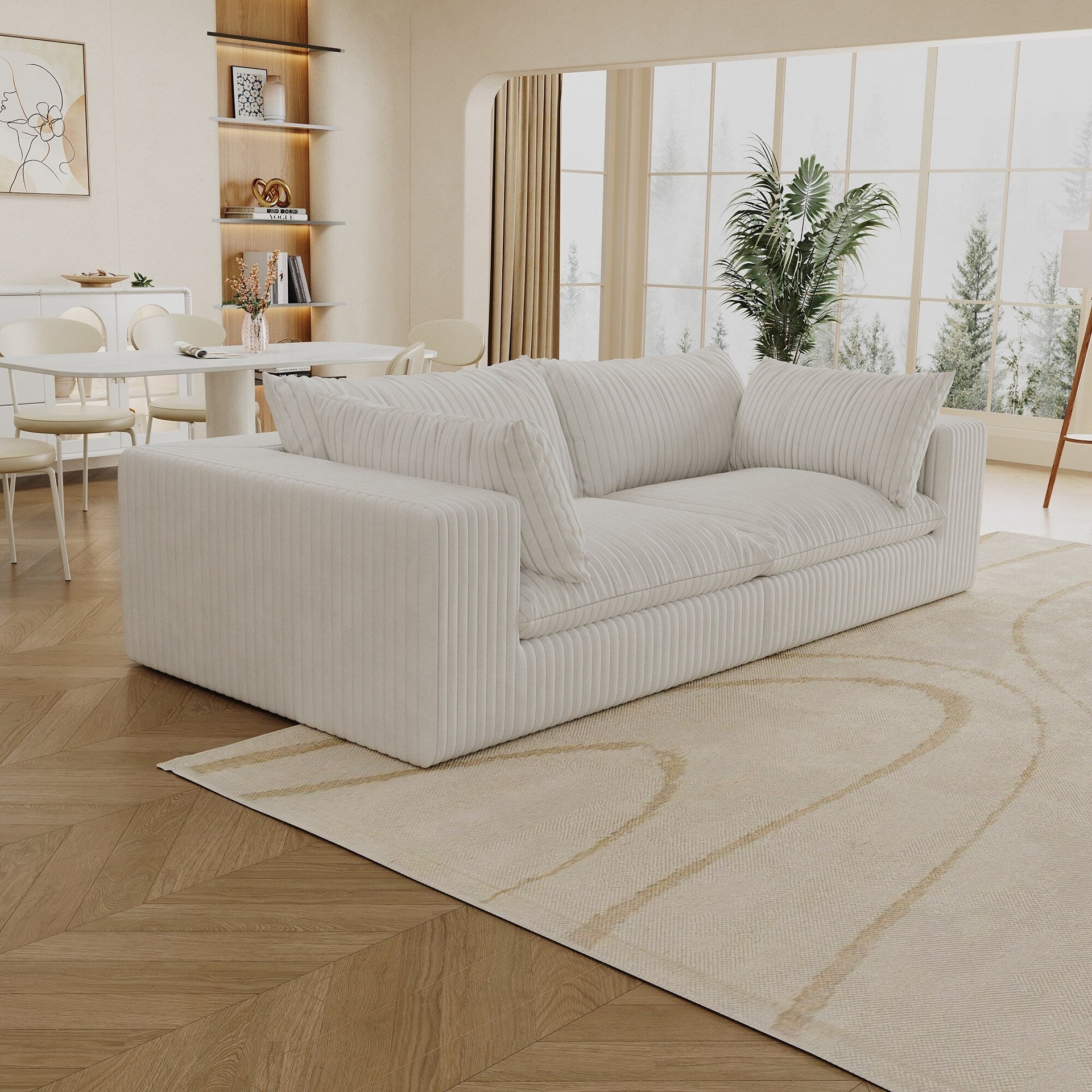 39.8 Cloud Sofa,Corduroy Fabric,Deep Seat Couches,Double-layer design,Removable Cushion,No Assembly, DIY Combination