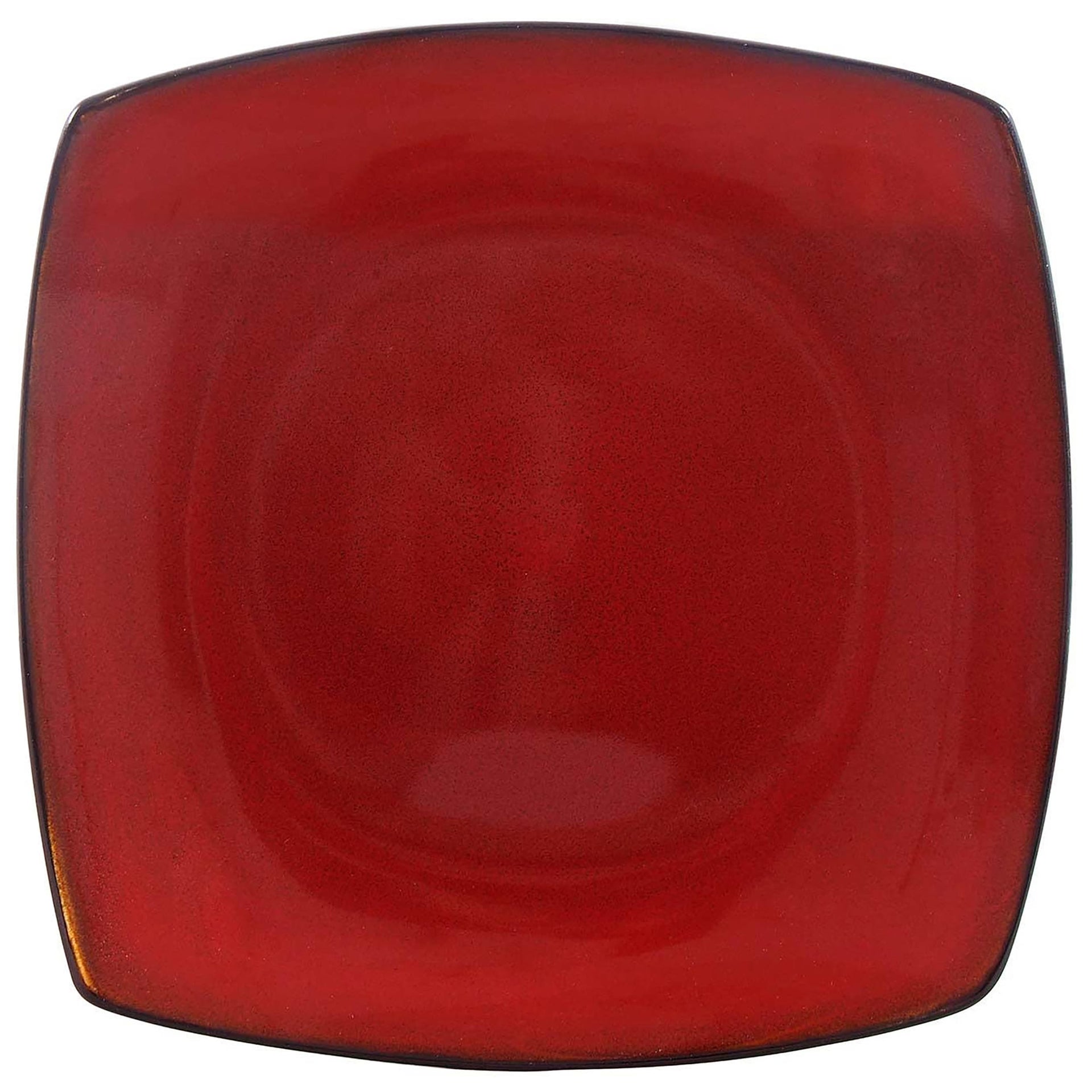 4 Piece 10.5 Inch Square Stoneware Dinner Plate Set in Red