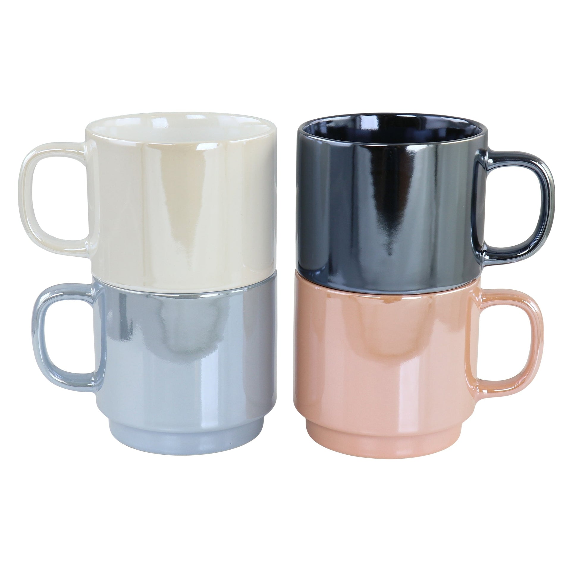 4 Piece 14.8 Ounce Stoneware Pearlized Mug Set