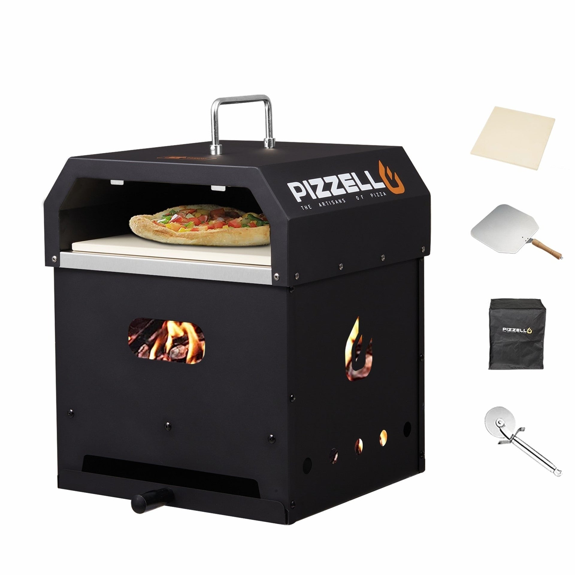 4 in 1 Outdoor Pizza Oven 2 Layer Detachable Grill Oven Multifunctional Pizza Maker with Pizza Stone - 12 inch