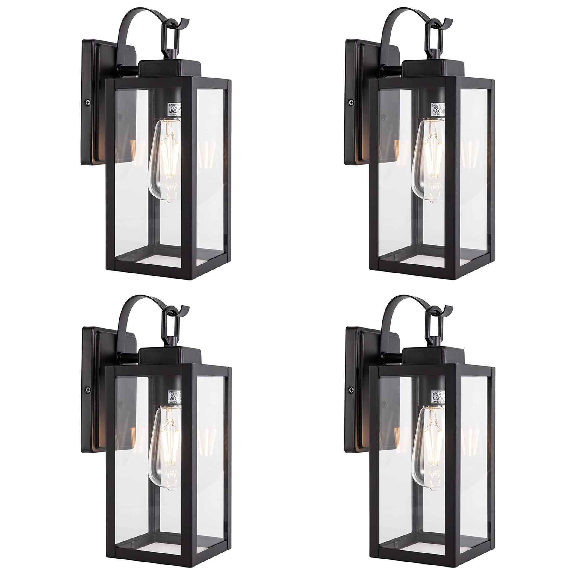 4PK-1 Light Outdoor Matte Black Wall Sconce Lantern - 5x6.7x13.78