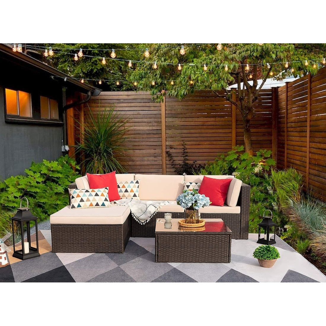 5 Pieces Patio Furniture Set Outdoor Sectional Sofa Outdoor Furniture