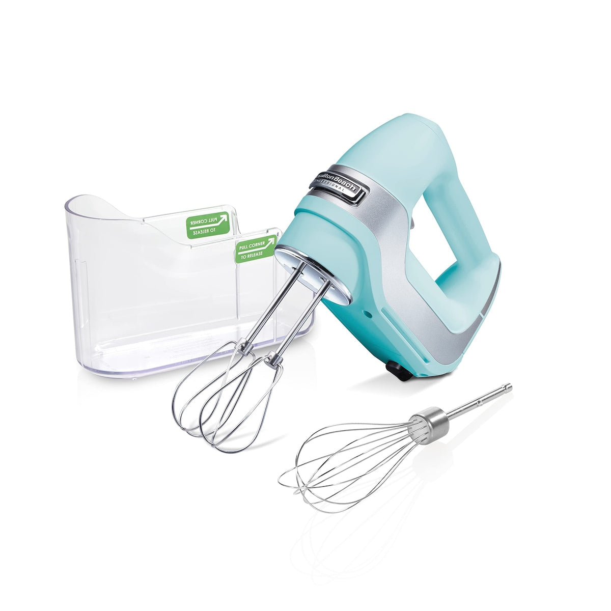 5-Speed Electric Hand Mixer with Snap-On Storage Case, QuickBurst, Stainless Steel Twisted Wire Beaters and Whisk, Mint (62658)