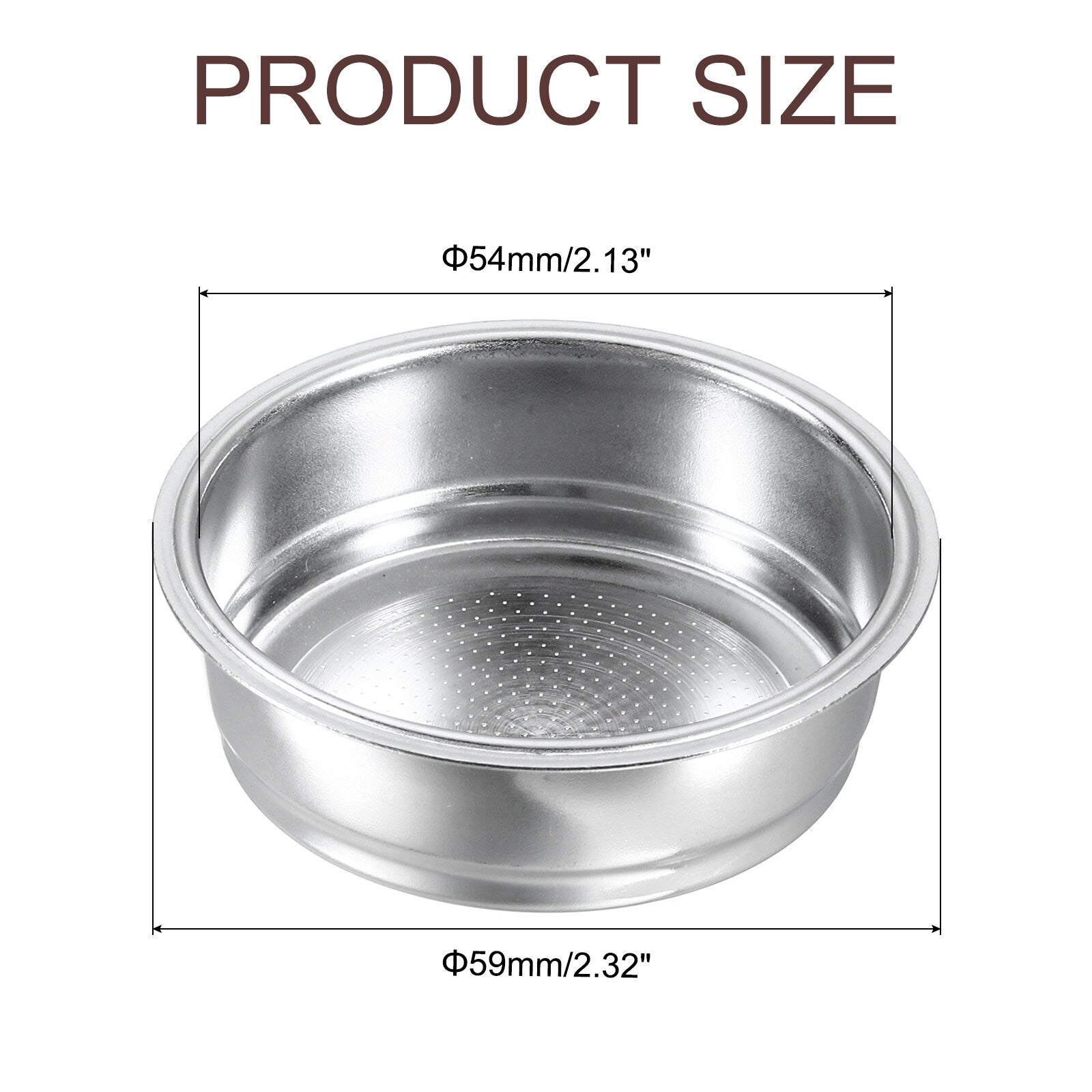 51mm Coffee Filter Basket, 1-Cup Stainless Steel Espresso Coffee Machine Bowl - Silver