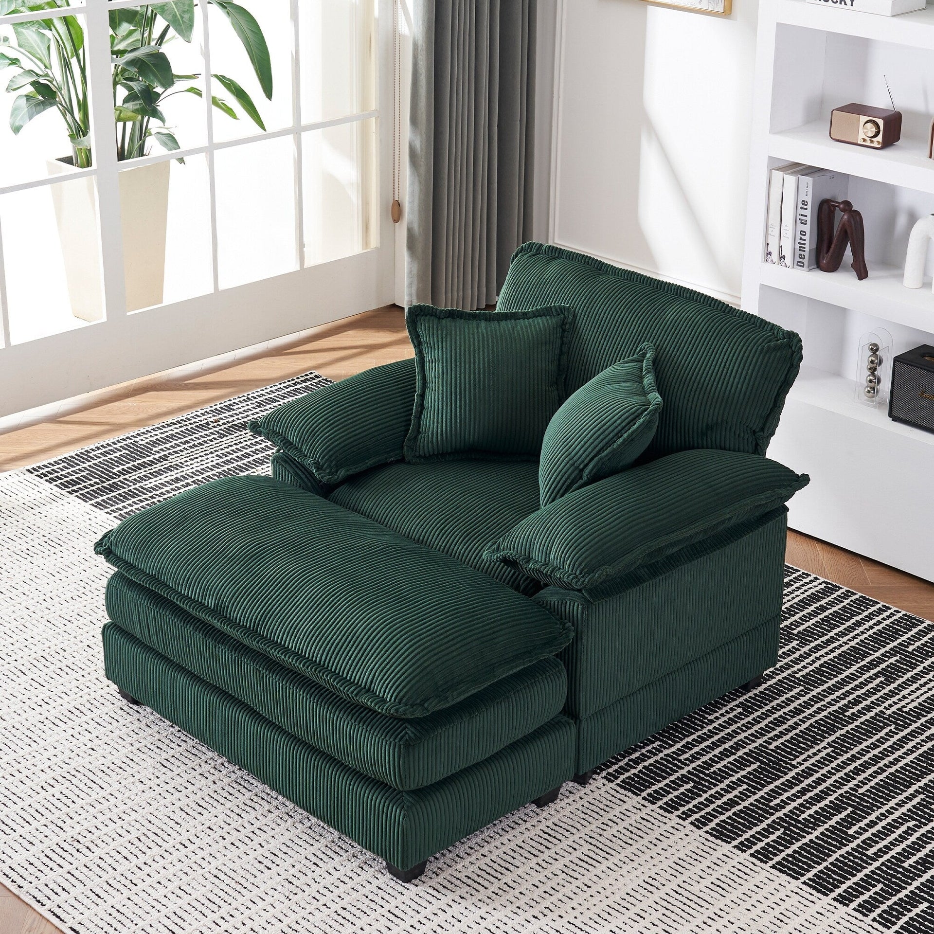 56.9 W Oversized Chair with Ottoman, Reading Chair for Bedroom, Lazy Sofa Bed, Modern Over Sized Single Recliner Couch