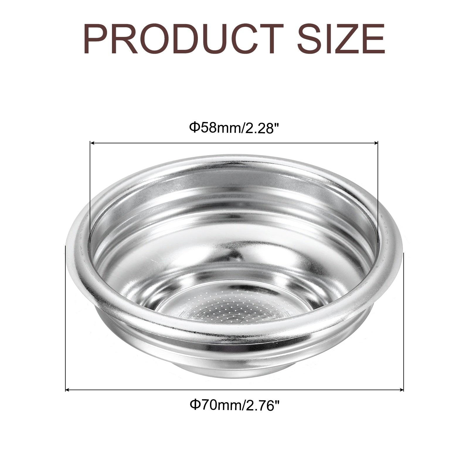 58mm Coffee Filter Basket, 1-Cup Stainless Steel Espresso Coffee Machine Bowl - Silver