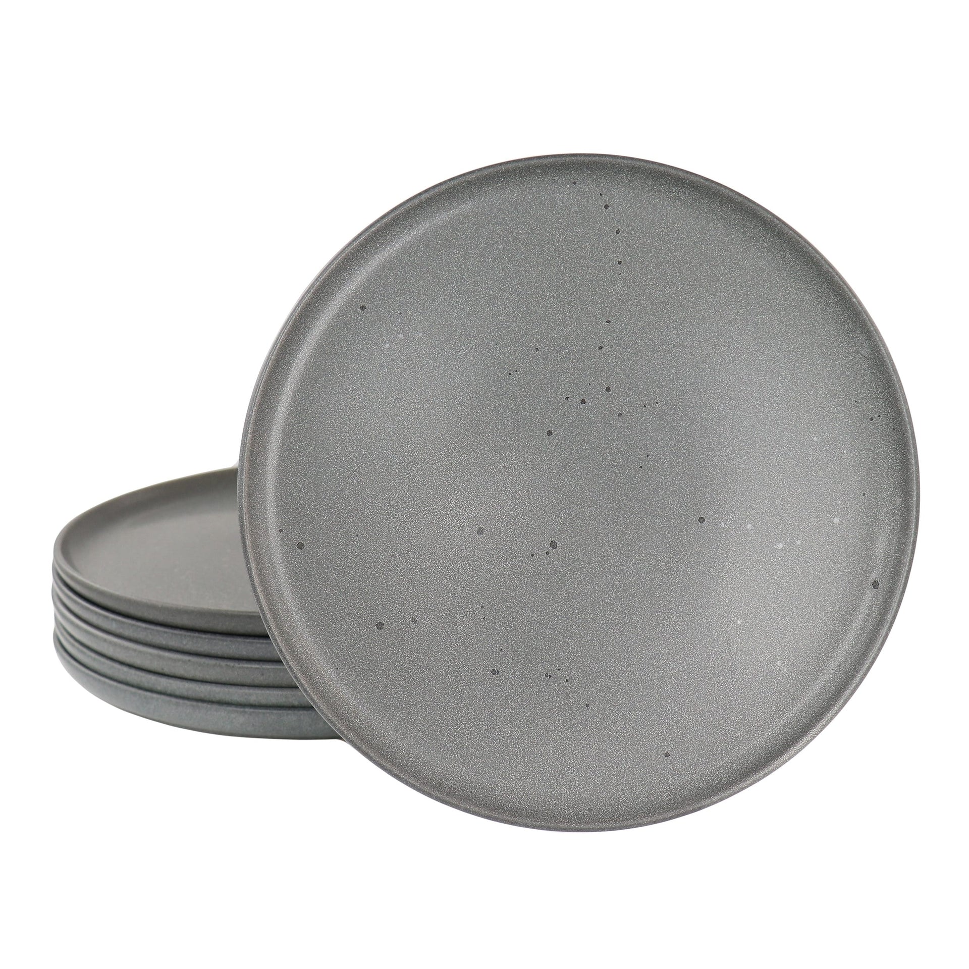 6 Piece 10.5 Inch Round Stoneware Dinner Plate Set in Truffle