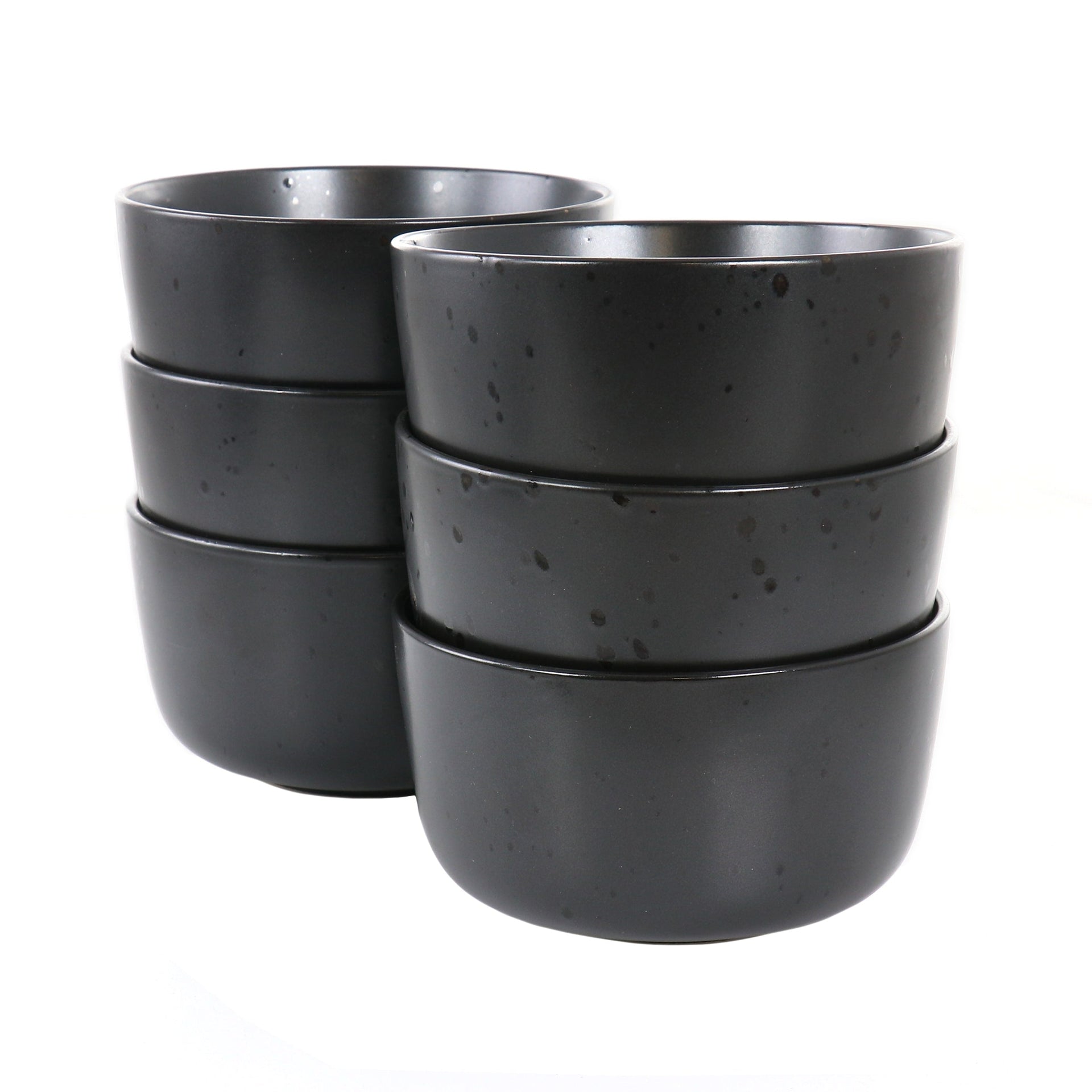 6 Piece Round Stoneware 5.5 Inch Bowl Set in Pepper