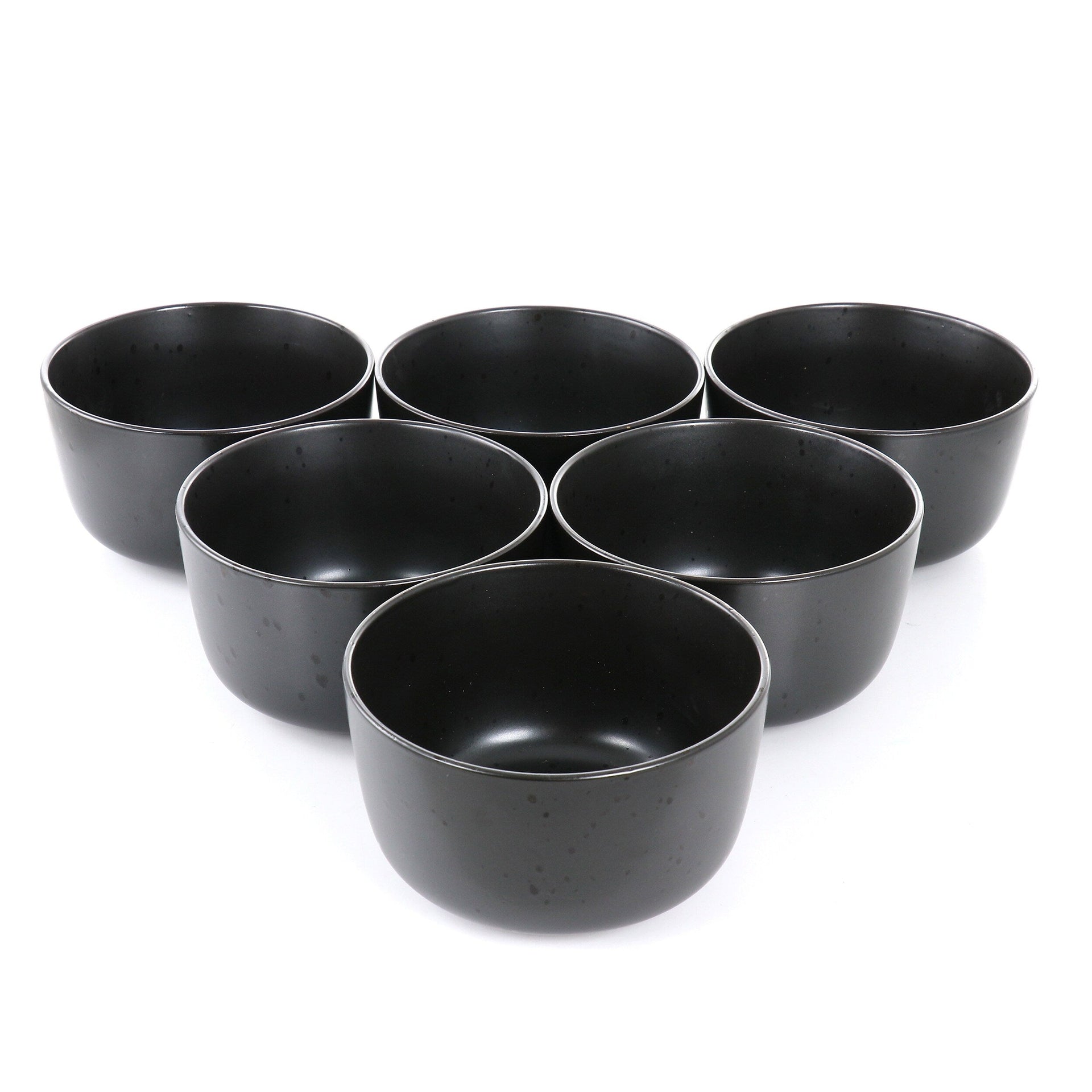 6 Piece Round Stoneware 5.5 Inch Bowl Set in Pepper