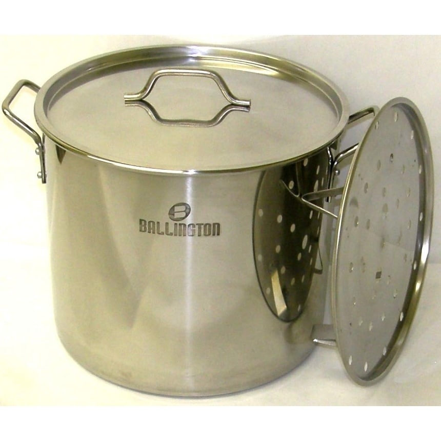 60QT Heavy Duty Stainless Steel Stock Pot with Steamer Rack