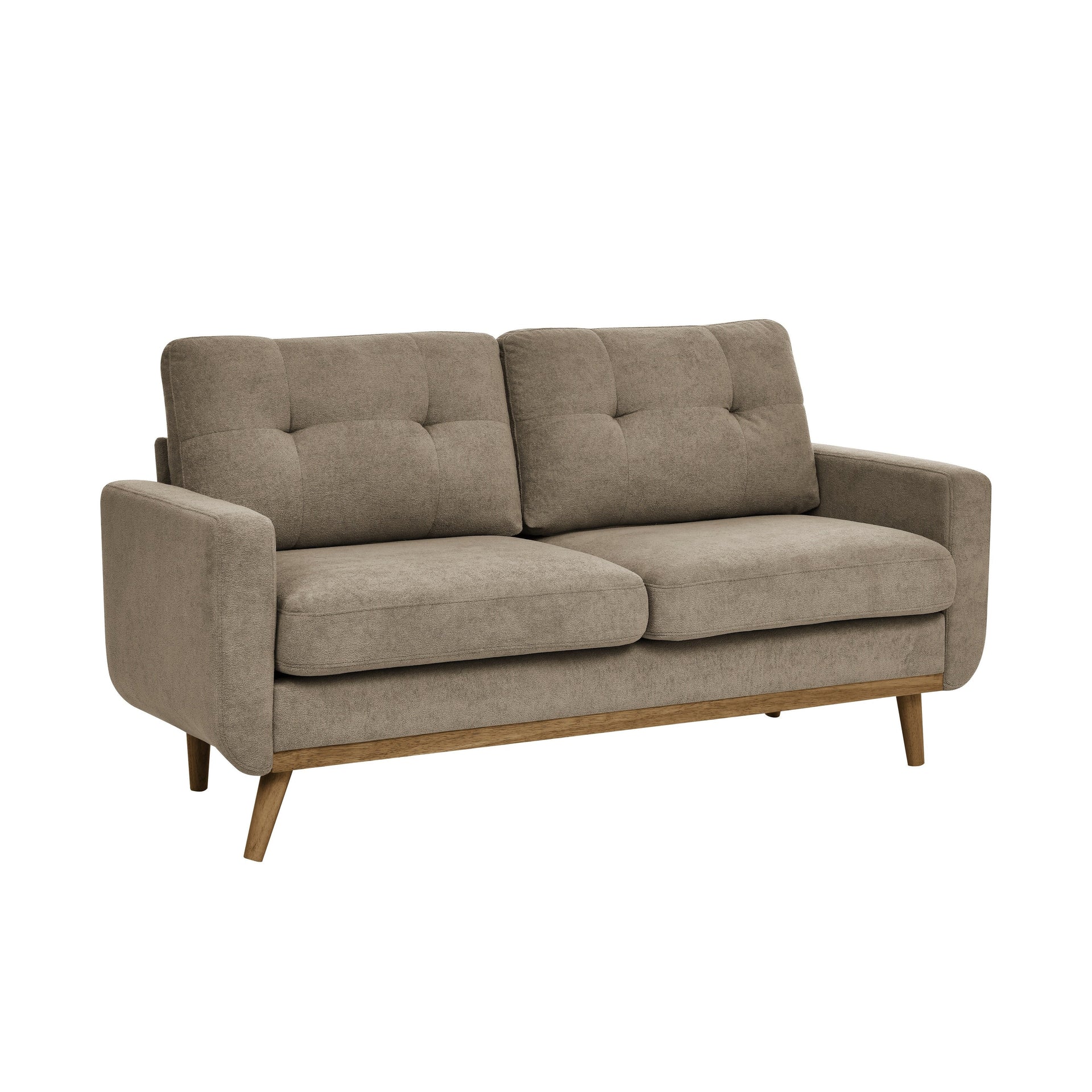 67.7 Wide Mid-Century Modern Upholstered Tufted Loveseat Sofa With Wooden Legs
