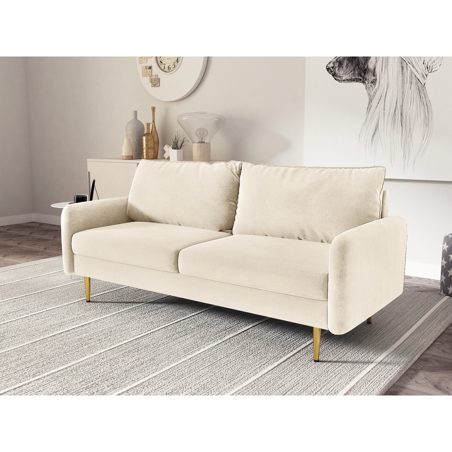 70'' Velvet Square Arm Sofa