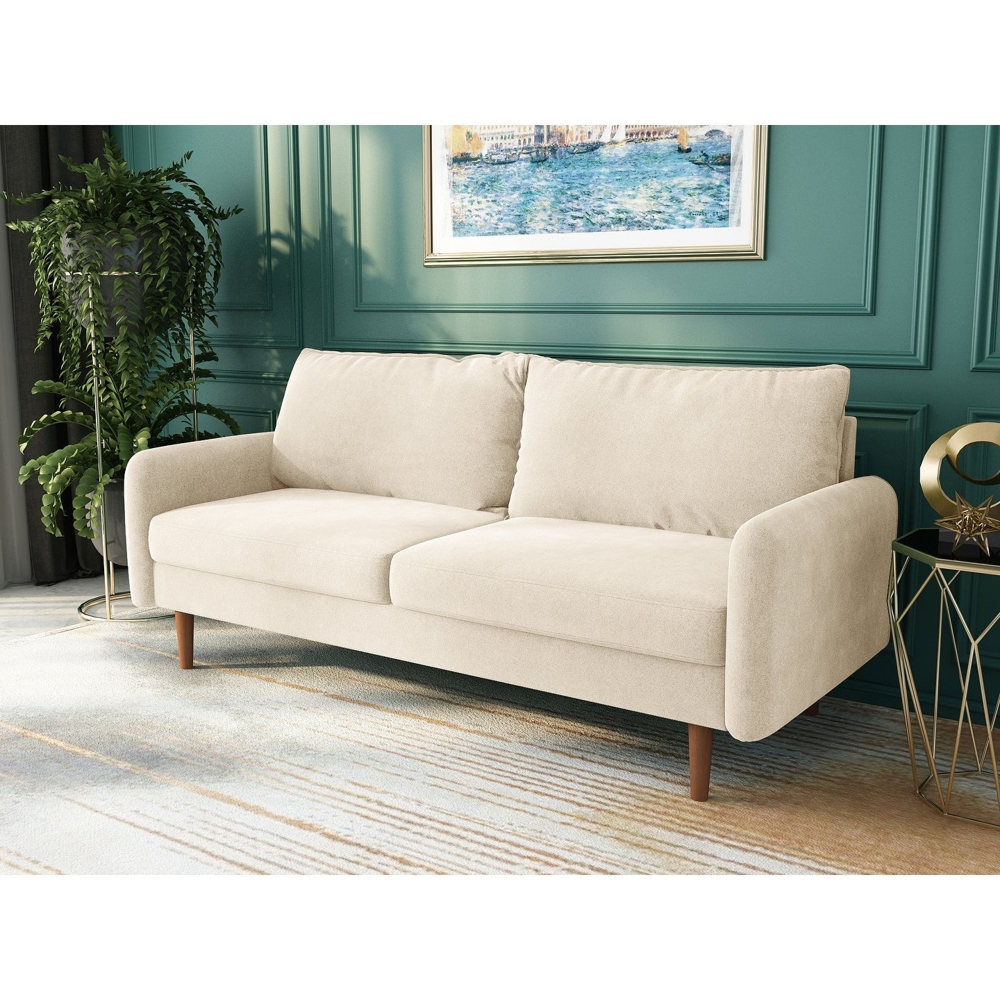 70''Velvet Square Arm Sofa