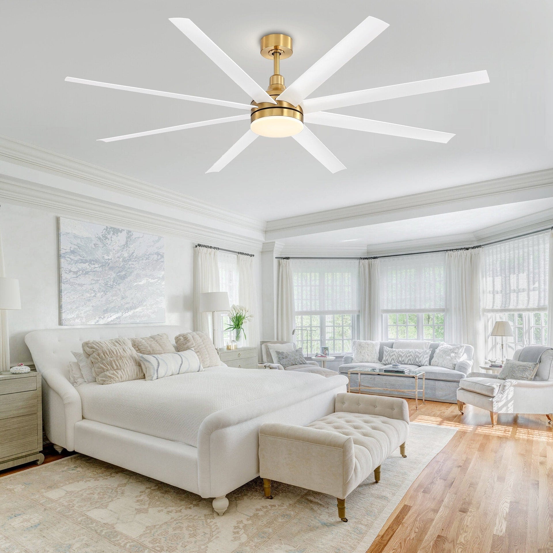 72 Large Ceiling Fans with LED Light Remote Control-8 Blade - 72 Inch