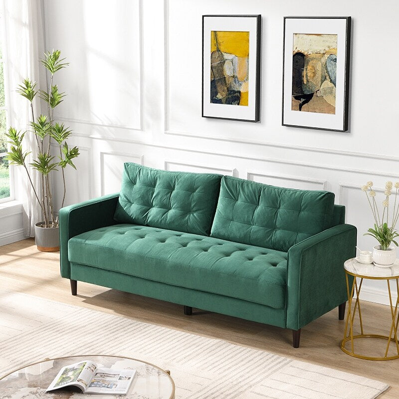 74 inch High Resilience 3 Seater Sofa Wooden Frame Comfy Modern Upholstered Beige
