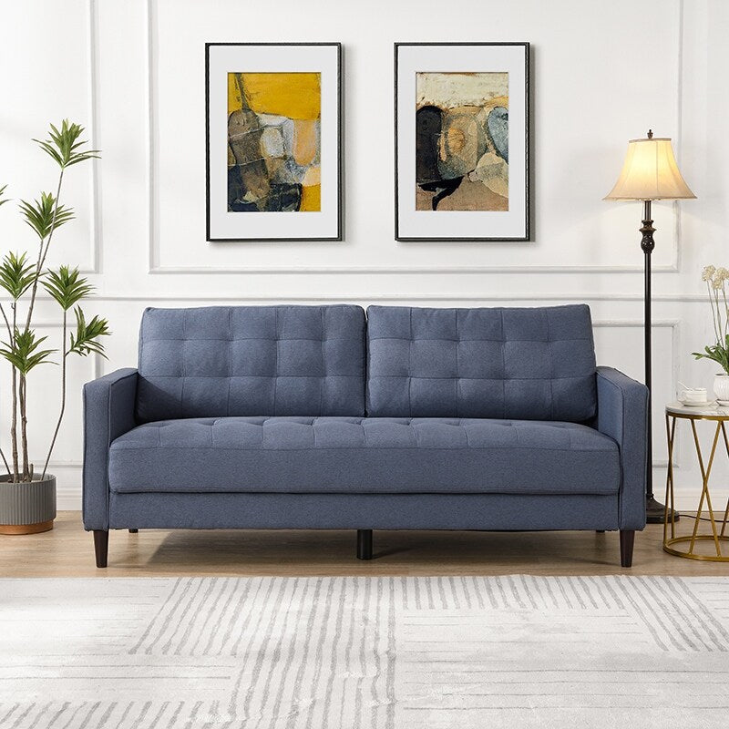 74 inch High Resilience 3 Seater Sofa Wooden Frame Comfy Modern Upholstered Beige