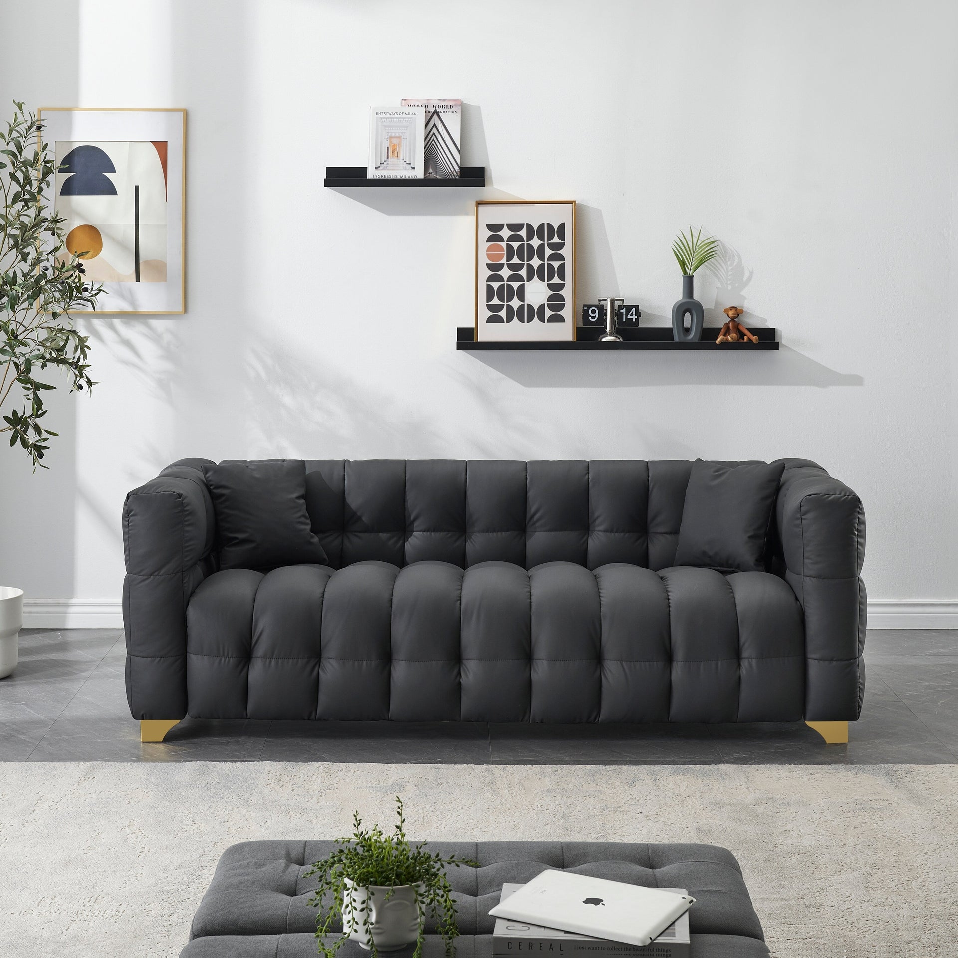 80 inches long, 21.7 inches deep, American body structure, technology fabric sofa, 3 seats waterproof and stain-proof