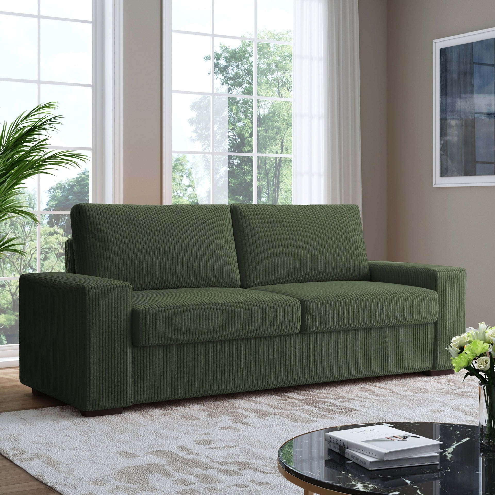 80.1 Wide Linen Corduroy Loveseat Living Room Sofa Couch