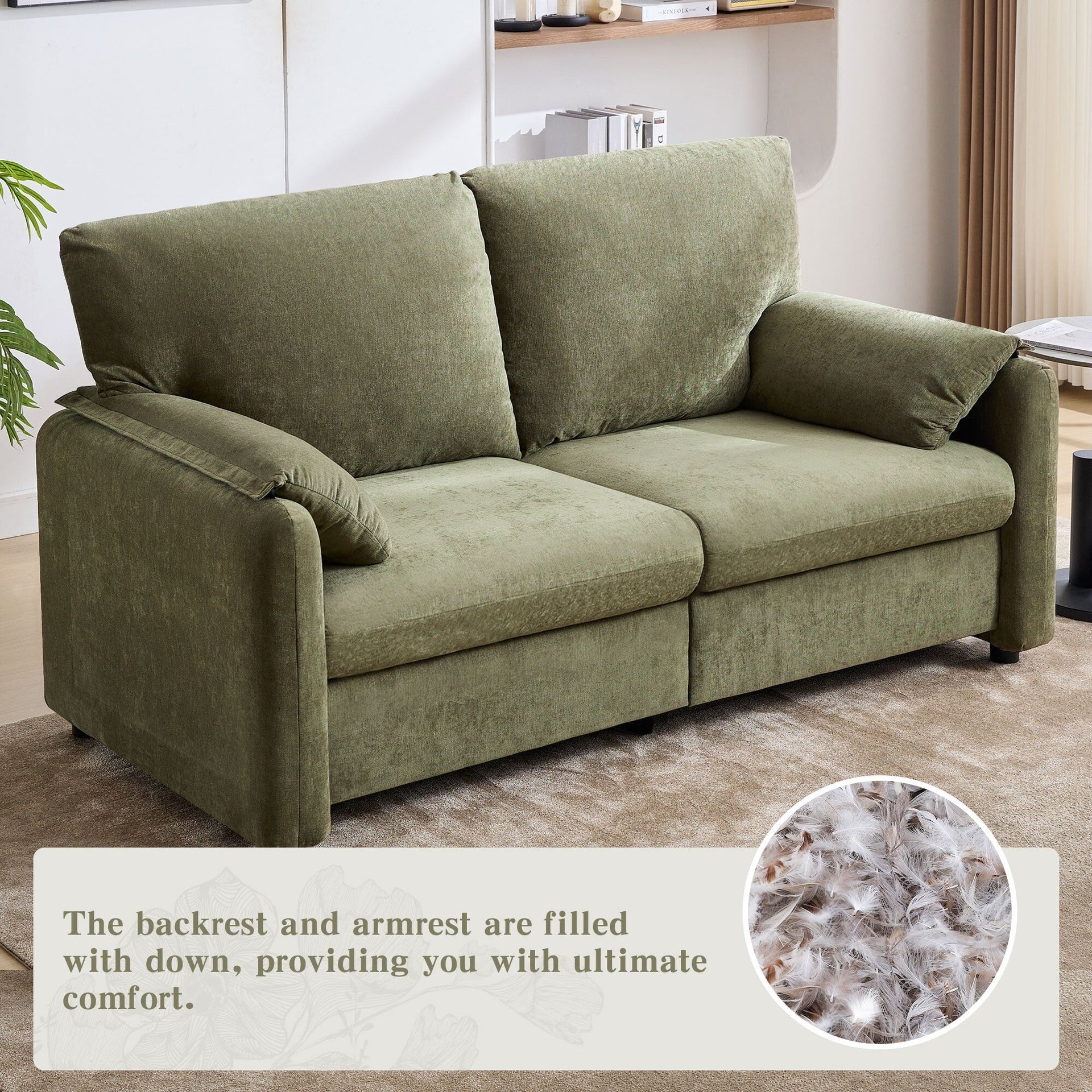 800LBS Down Filled Sofas, 60 inch Minimalist Sofa, with Multiple Colors in the Living Room and Bedroom