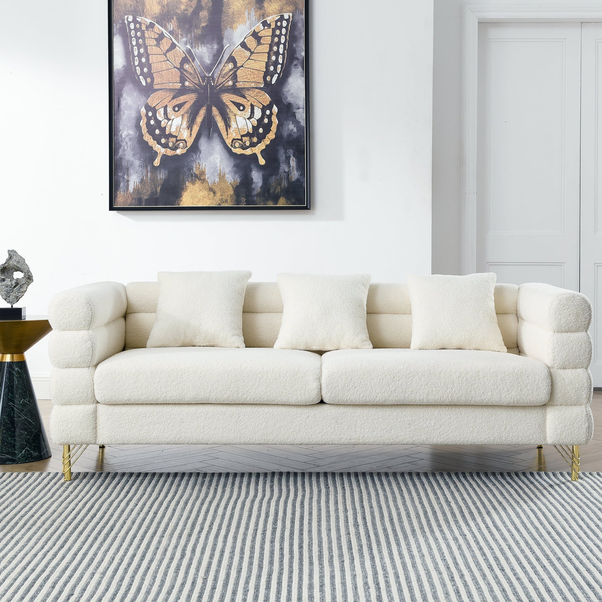 81 Inch Oversized 3 Seater Sectional Sofa, Living Room Comfort Fabric Sectional Sofa - Deep Seating Sectional Sofa, Soft Sitting