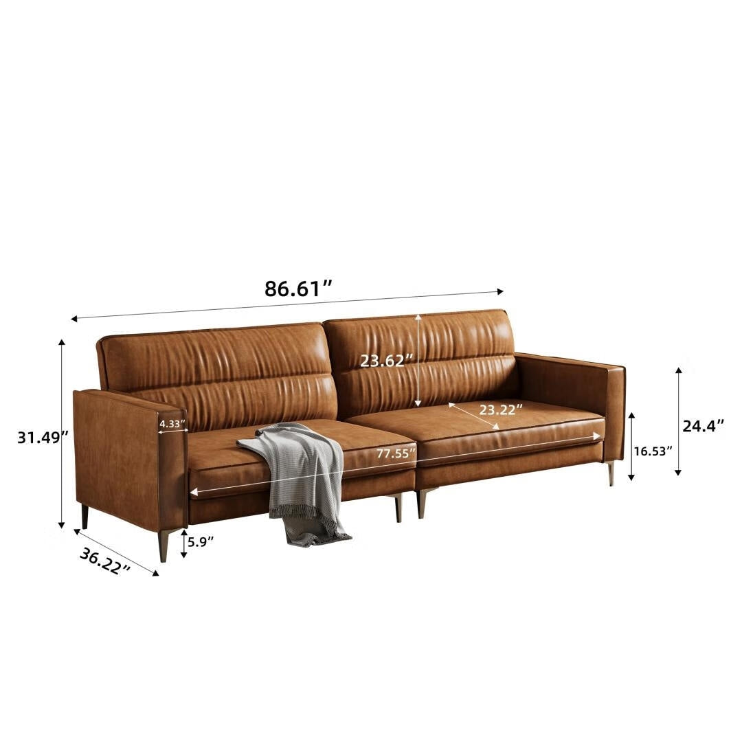 86.61 Oiled Leather Sectional Sofa, 2 Seater Sofa with Modern Design, Comfortable and Stylish Living Room Furniture
