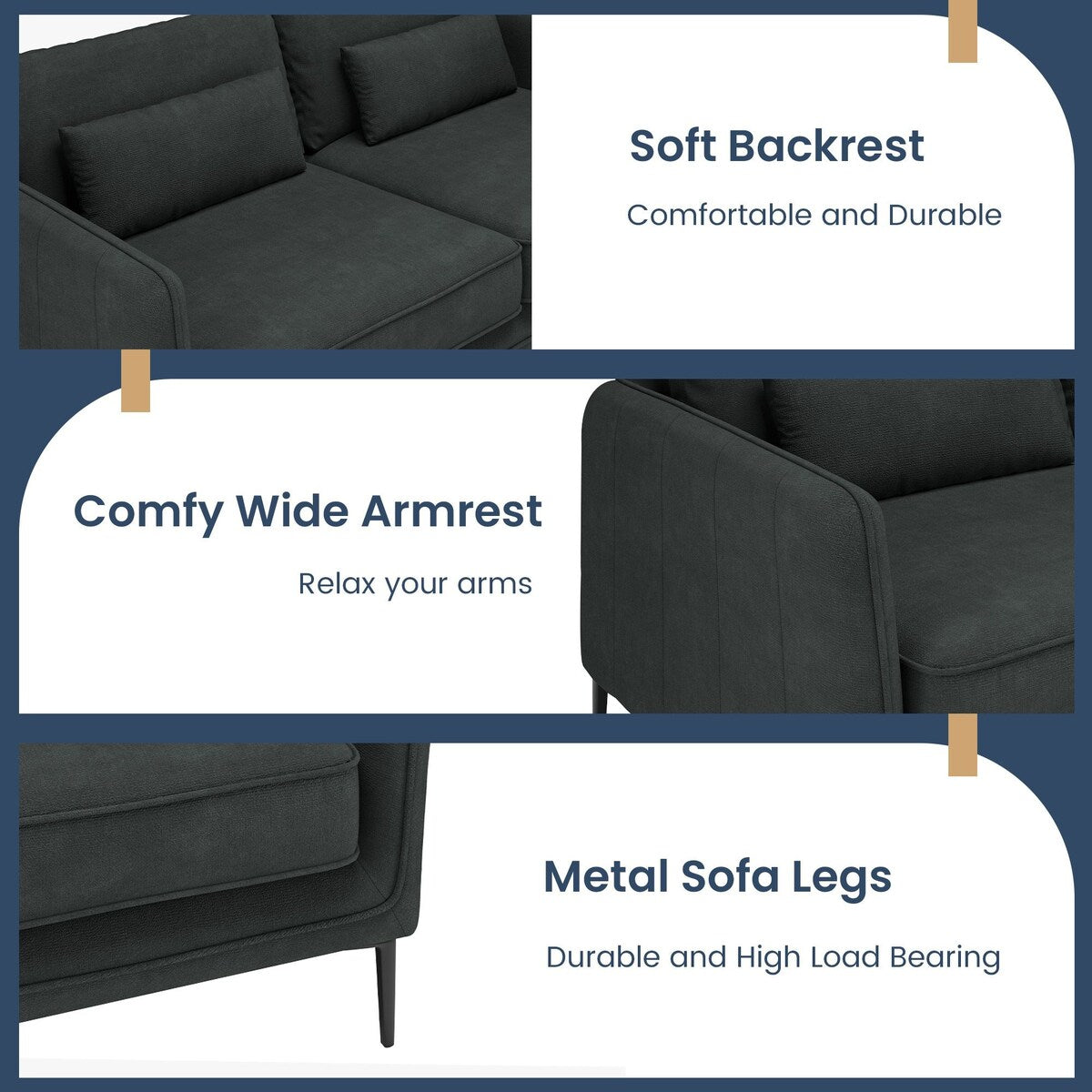 86.61Modern Minimalist Anti-scratch and Water-proof Sofaï¼Dark Gray