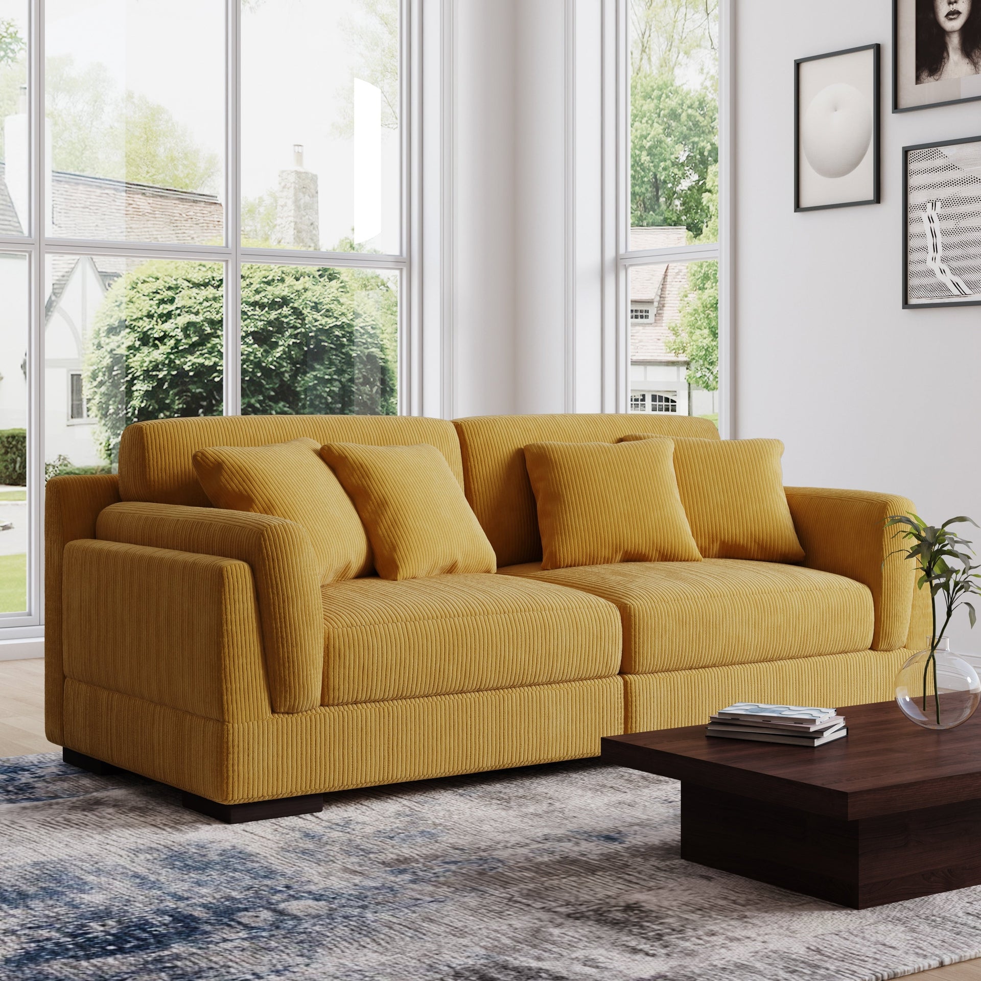 90 Loveseat Sofa Modern and Cozy Corduroy Couch