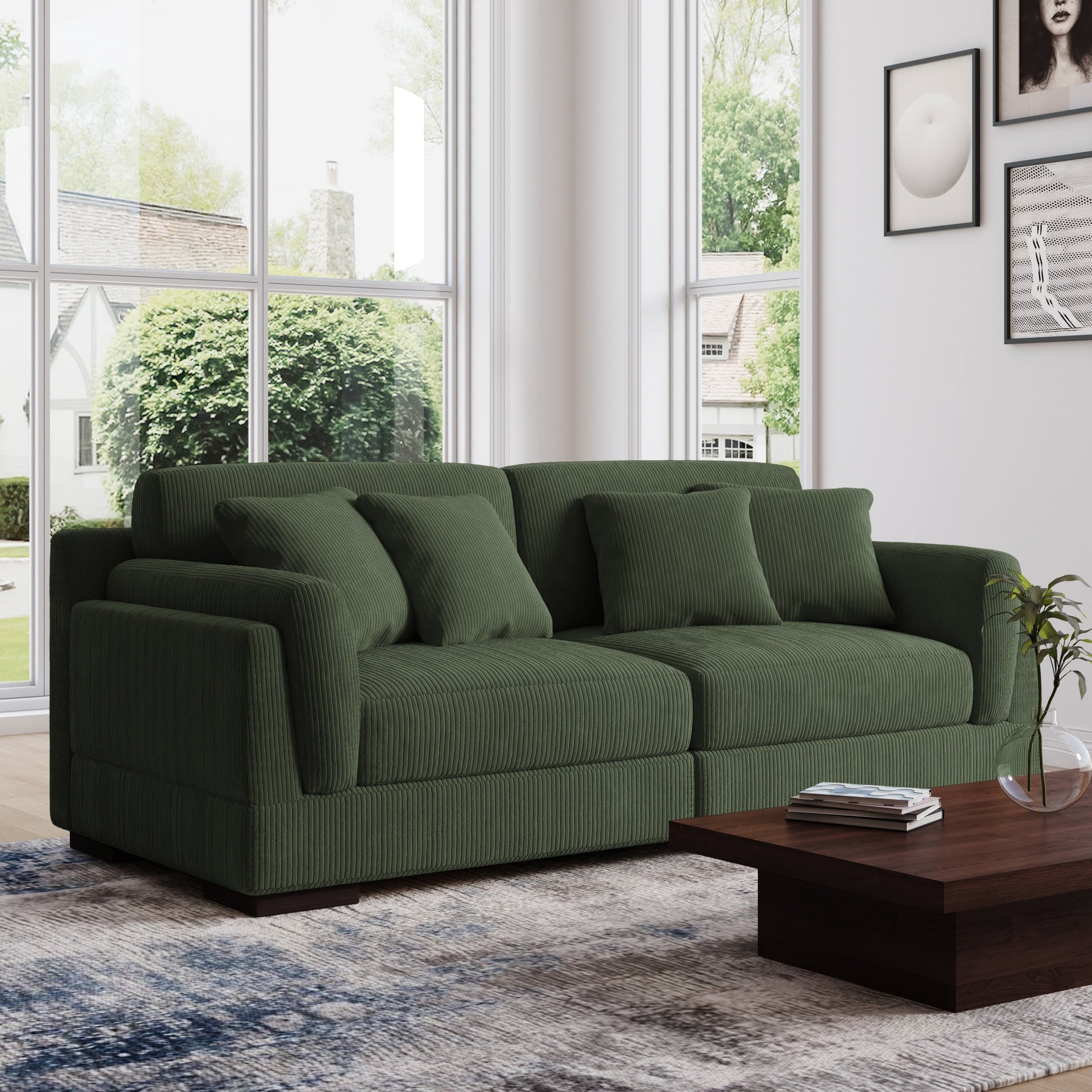 90 Loveseat Sofa Modern and Cozy Corduroy Couch