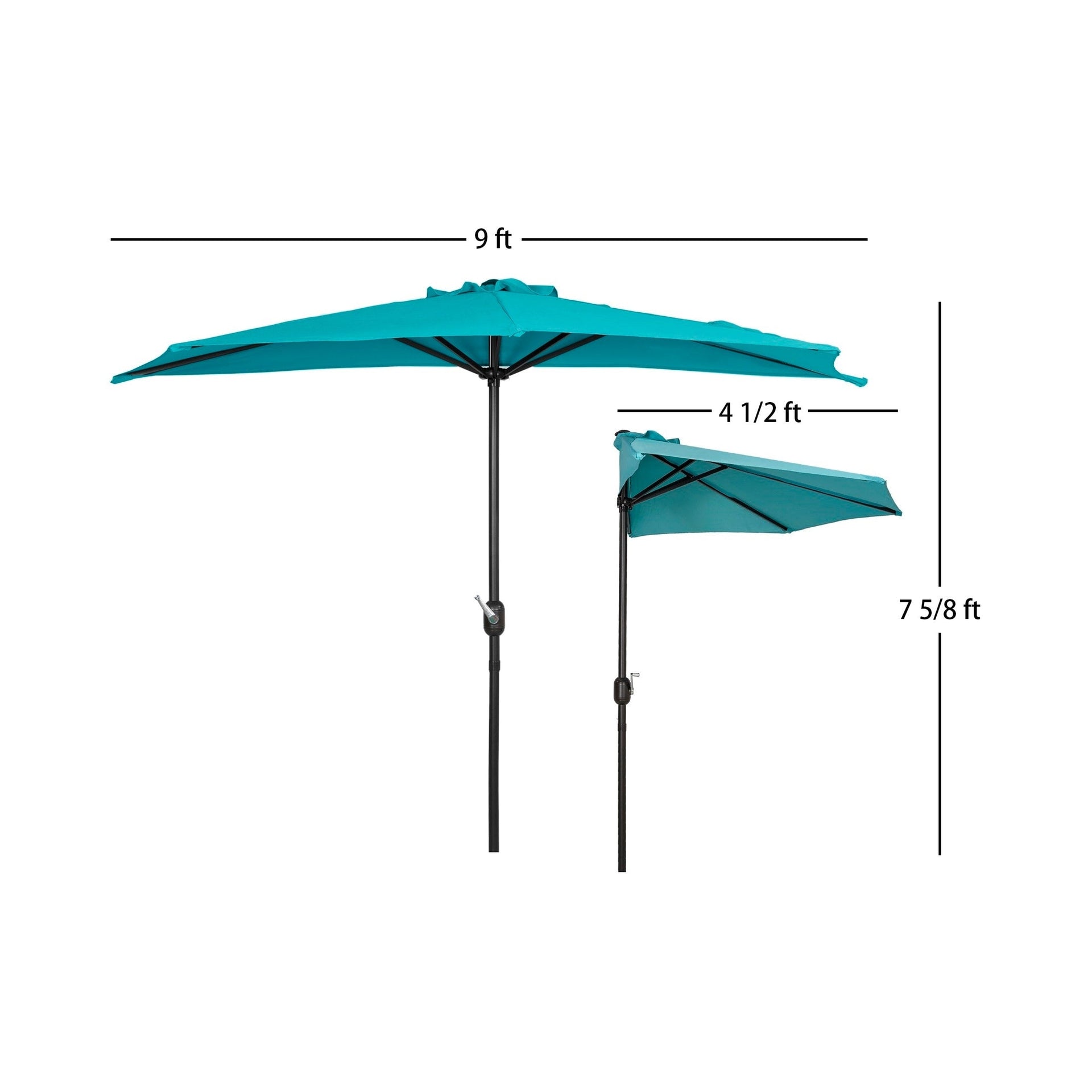 9' Sutton Half Round All-Weather Crank Patio Umbrella