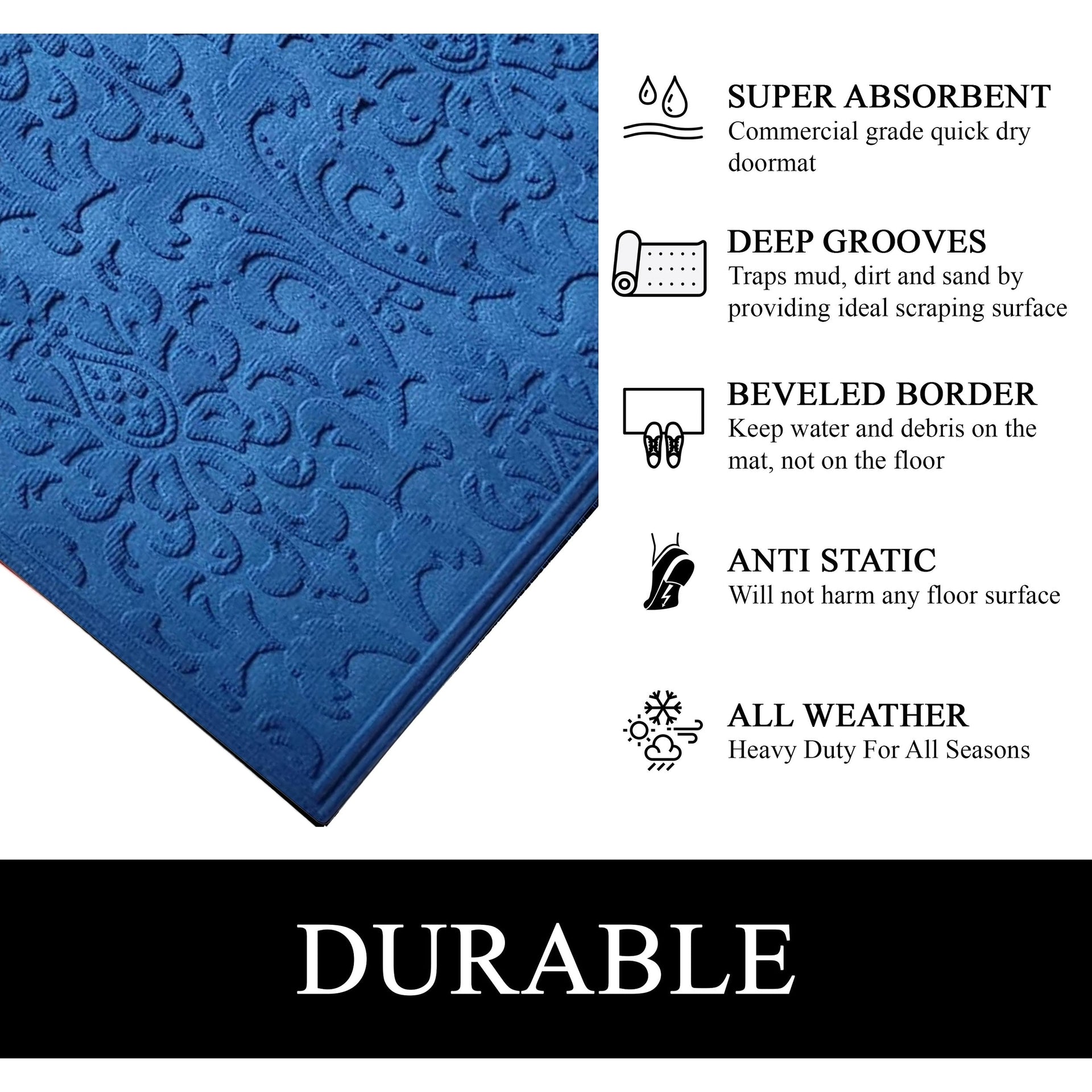 A1HC New All Weather Superior Dirt and Moisture Absorbing Polypropylene Door Mat with Non-Slip Backing for Inside Outside Use