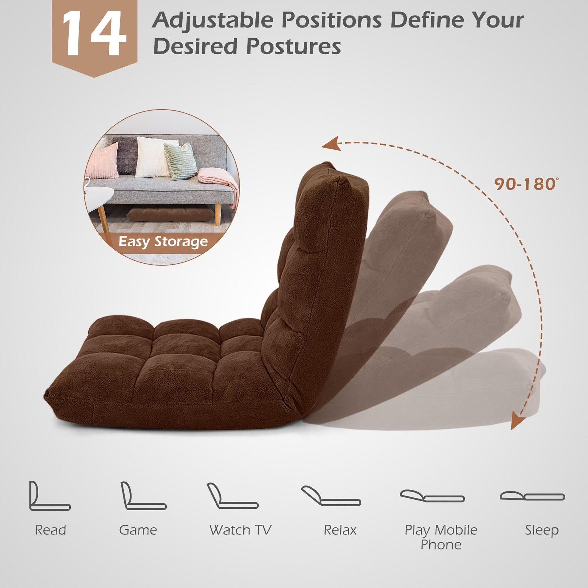 Adjustable Floor Sofa Couch Multifunctional Lazy Sofa Sleeper Bed