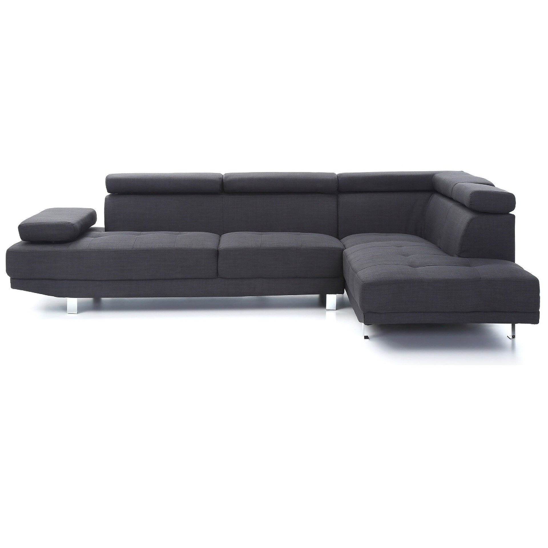 Adjustable Twill L Shape Sectional Sofa - 109 - Black